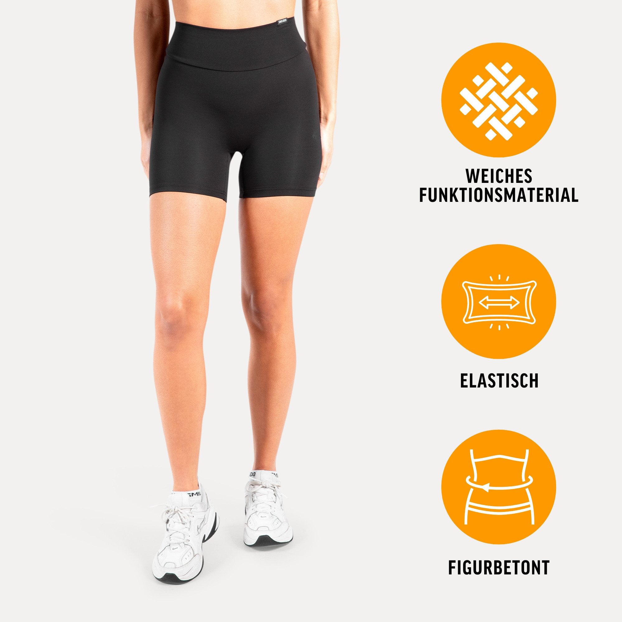 Smilodox Shorts Veyra, Figurbetonte Funktionsshorts mit 3D Rubber Print, Kurze Hose elastisches Material Hoher Komfort Slim Fit Radlerhose Training Yoga