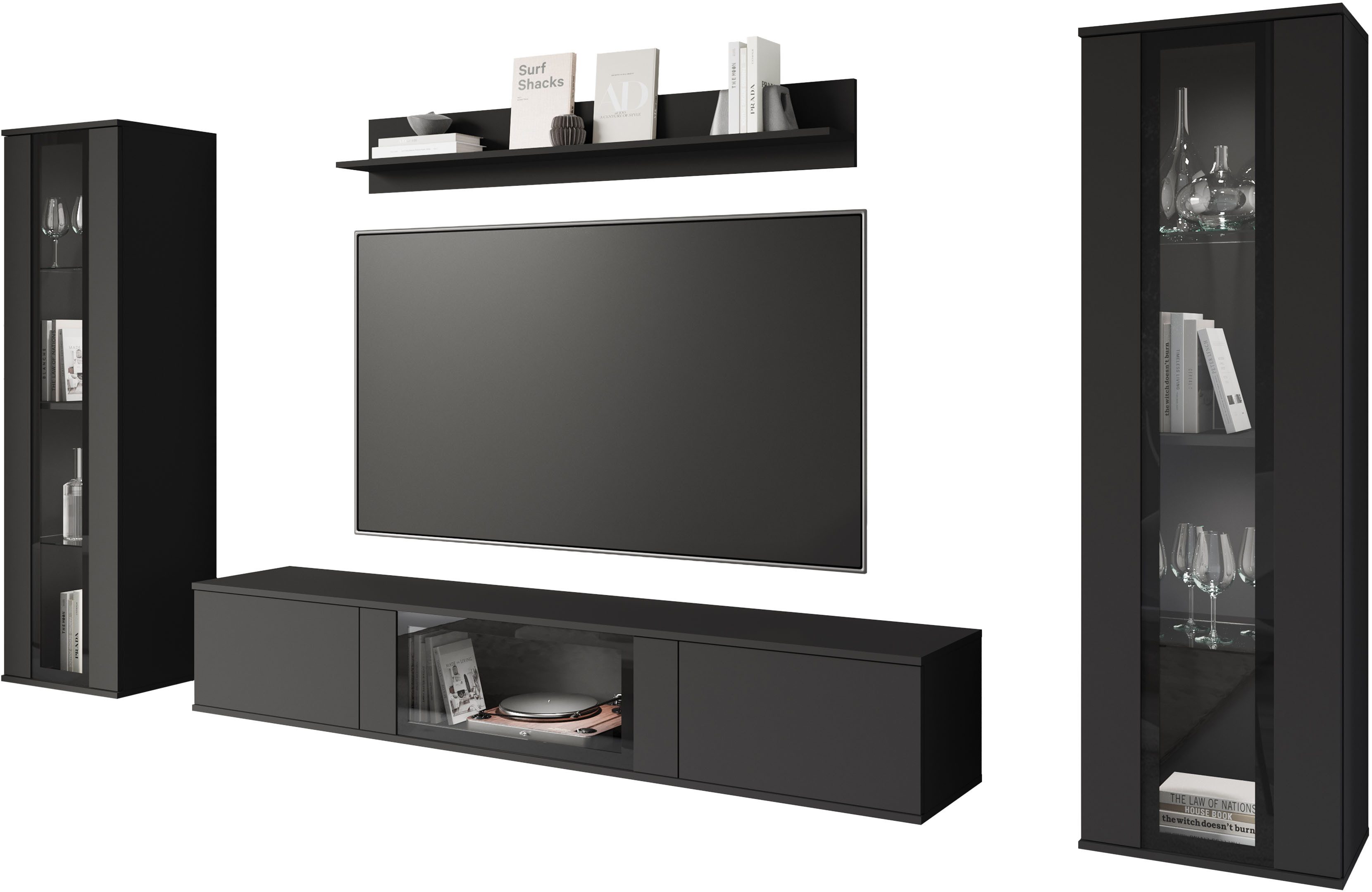 INOSIGN Wohnwand "Caro, stehend und hängend montierbar", (Komplett-Set, 4 S günstig online kaufen