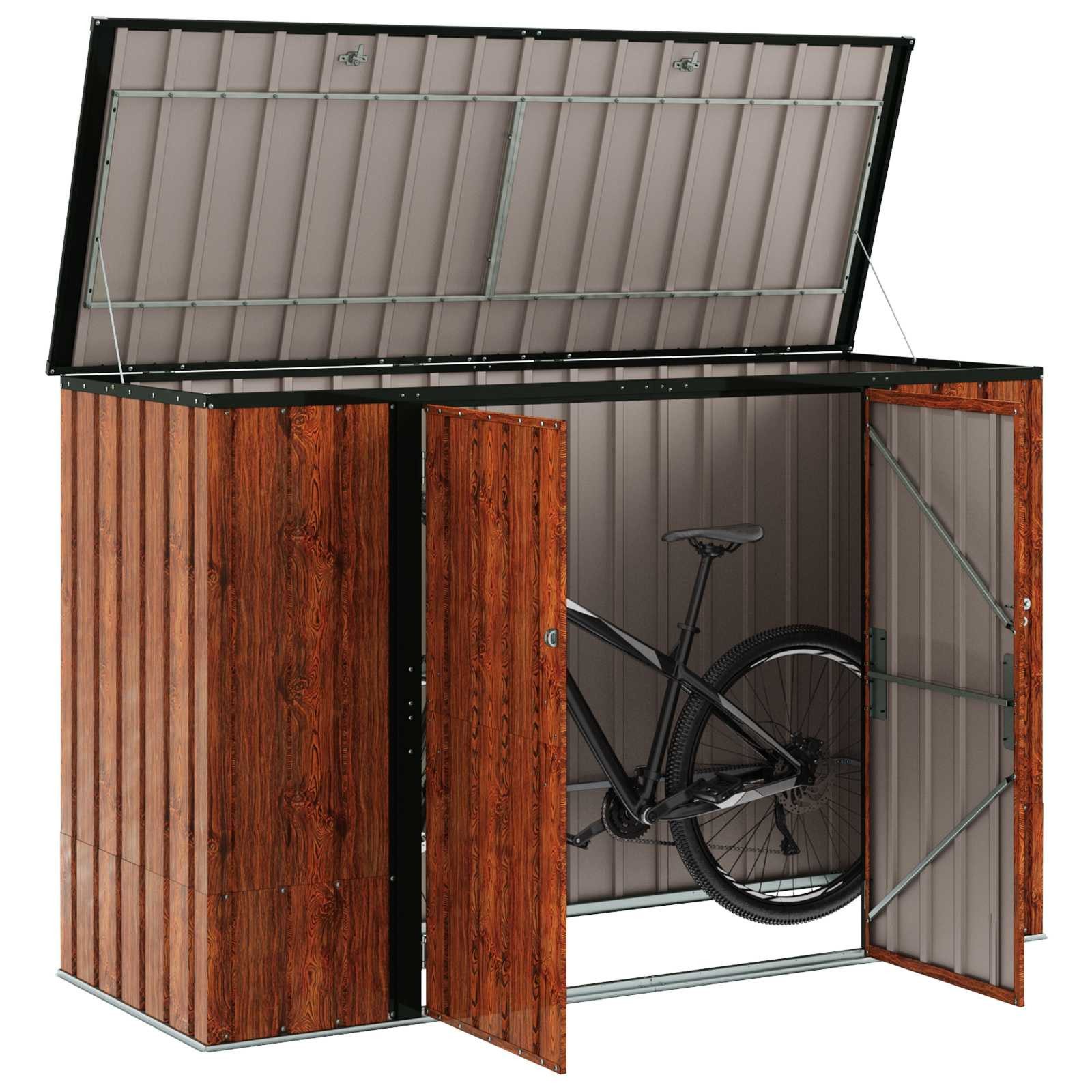 vidaXL Gartenhaus Gartenlagerbox Braun 214 x 82 x 132 cm Stahl – Bild 3 von 5