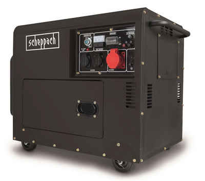 Scheppach Stromerzeuger Notstromaggregat Stromerzeuger 4800W DSE5500 Black Edition E-Start, 4.8 in kW, (1 Stück), inkl. Fahrvorrichtung