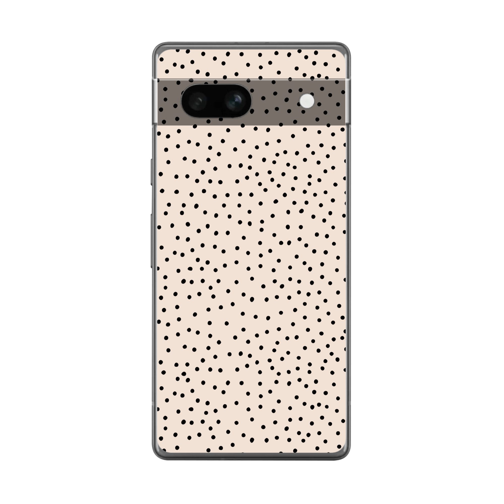 MuchoWow Handyhülle für Google Pixel 7a Polka dot - Beige - Schwarz, Handy Case, Silikon, Bumper Case Dünn