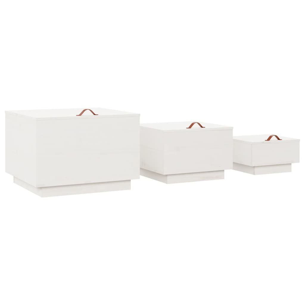 Weiß 3 Deckeln (3-St) Fächerschrank Kiefer mit vidaXL Massivholz Stk. Aufbewahrungsboxen