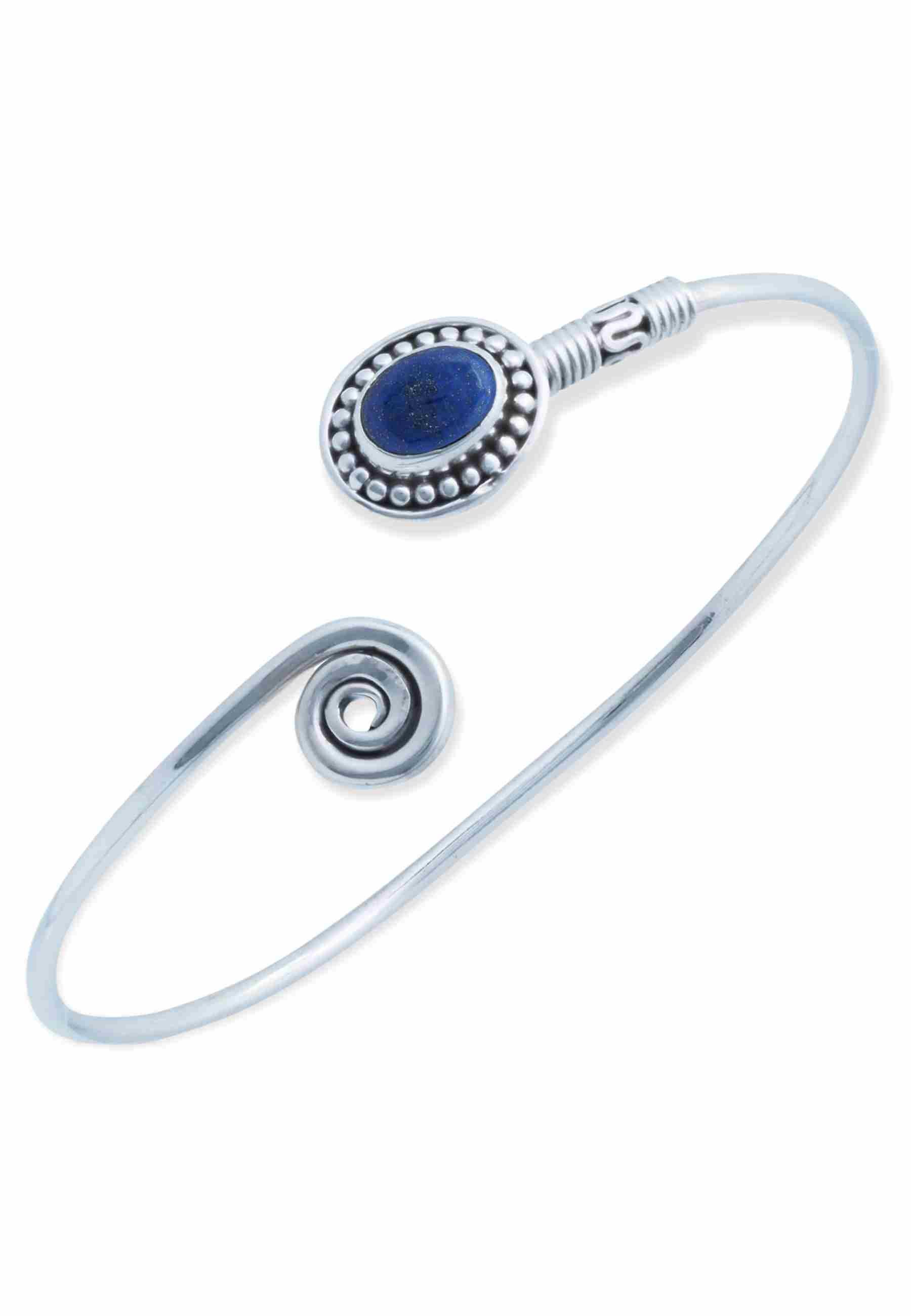 mantraroma Silberarmband BANGILI aus 925 Silber mit Lapis Lazuli (Armschmuck im Schmuckbeutel), 925 Sterling Silber Armschmuck für Damen