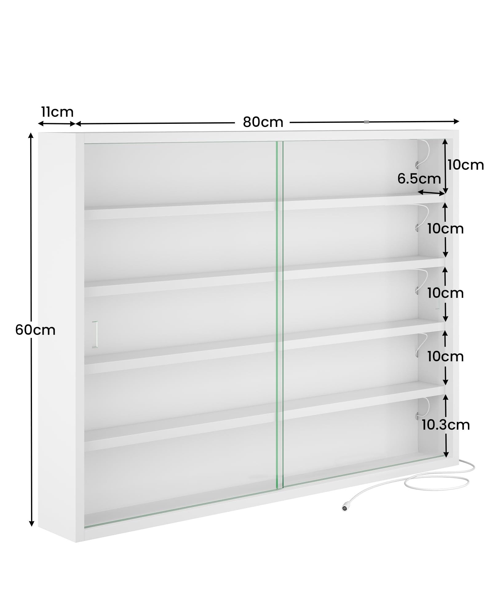 MSMASK Hängevitrine 5-stöckig, LED-Beleuchtung, Weiß günstig online kaufen