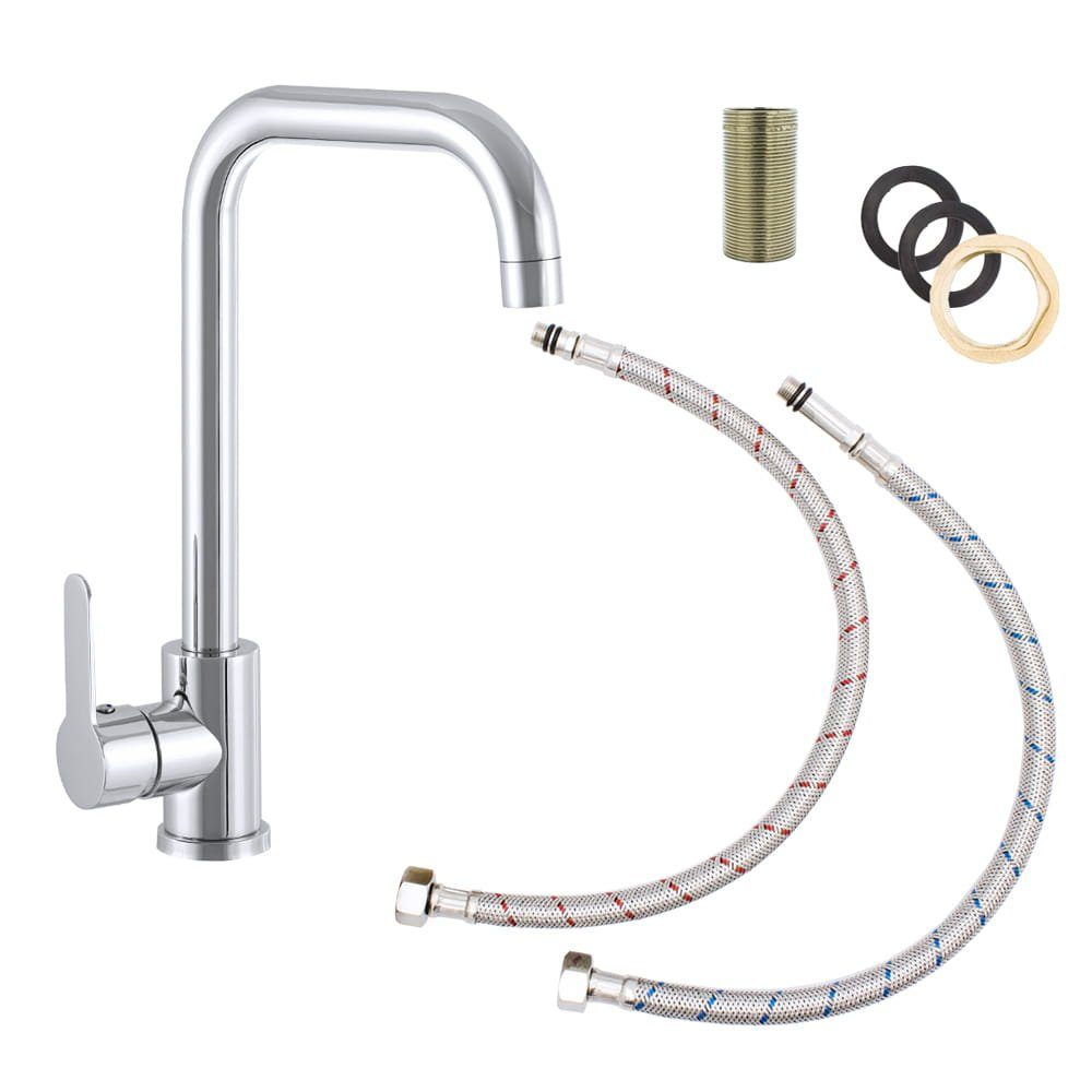 Faizee Home Küchenarmatur STEEL Küchenarmatur – 360° drehbar, hohe Ausführung für Spüle (4-St)