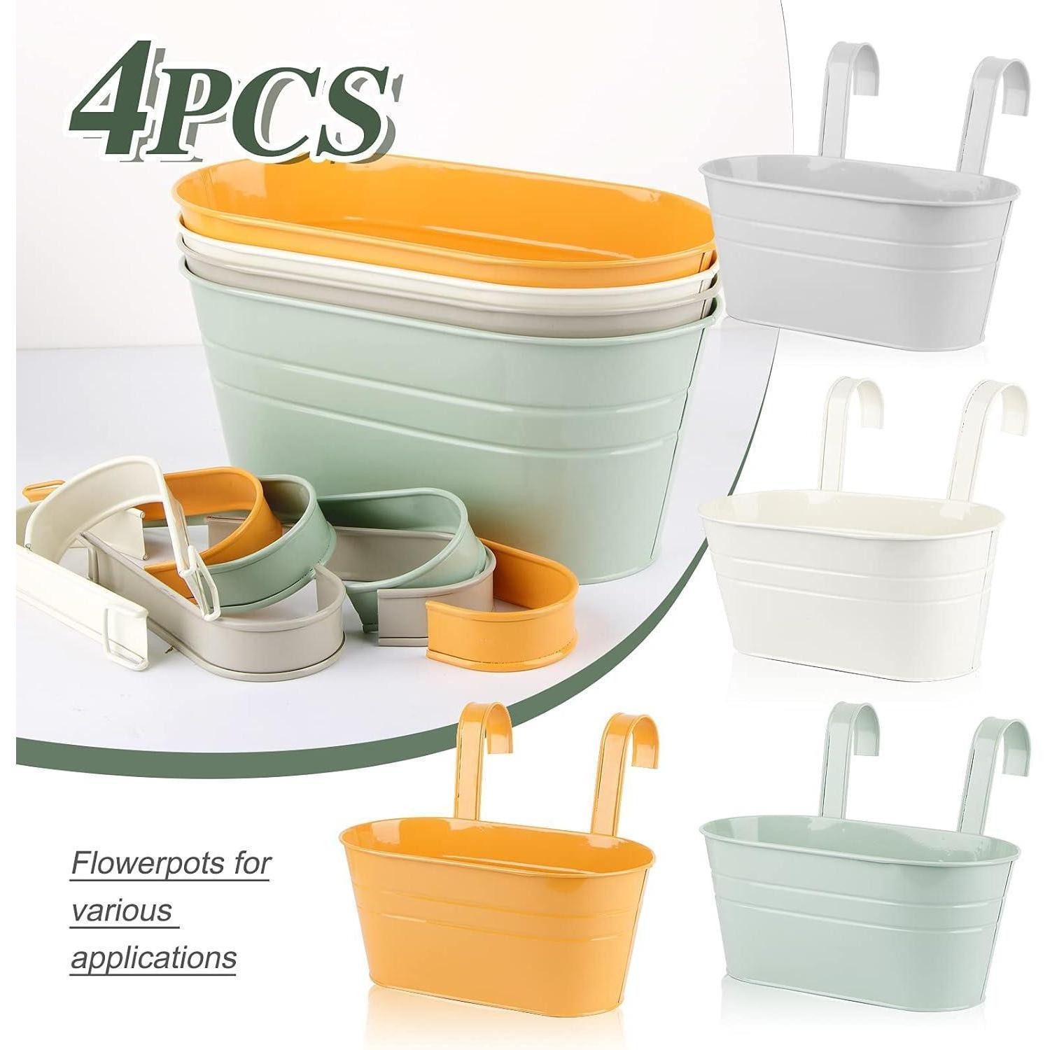 LuxusKollektion Blumentopf Blumentopf Hängend Bunte 4er Set Abnehmbaren Haken Balkon Garten