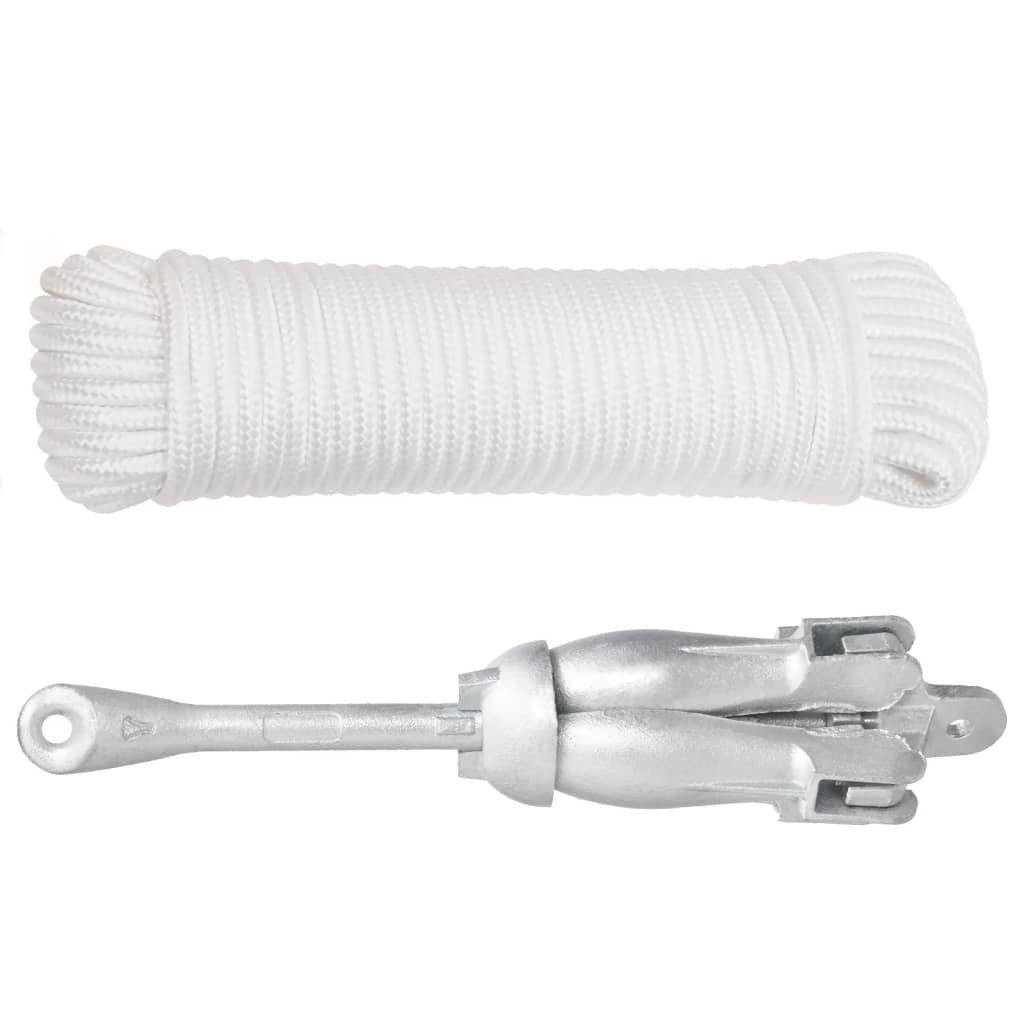 vidaXL Befestigungsanker, Klappanker mit Seil Silber 8 kg feuerverzinktes Gusseisen