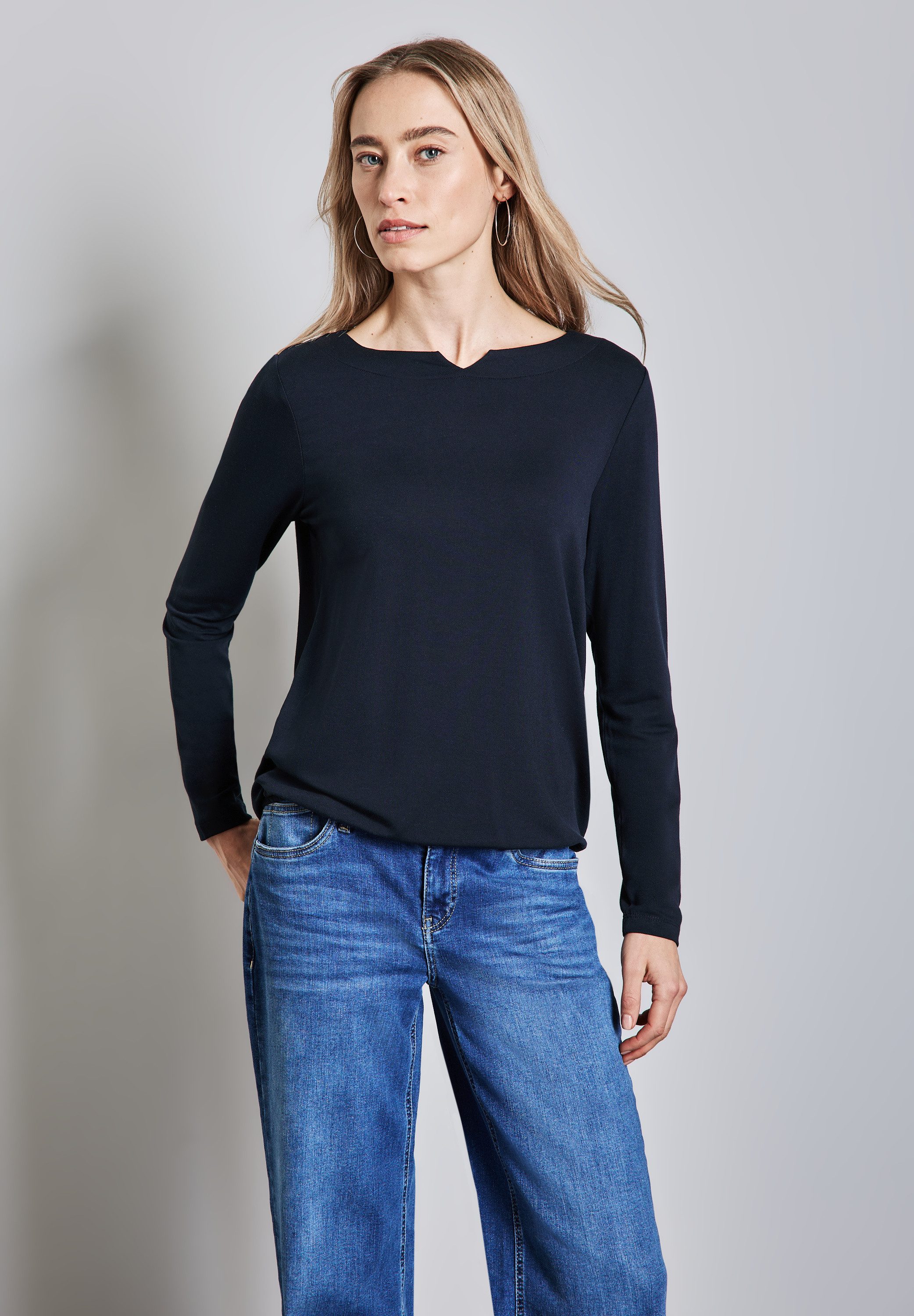STREET ONE Langarmshirt, mit Elastiksaum günstig online kaufen