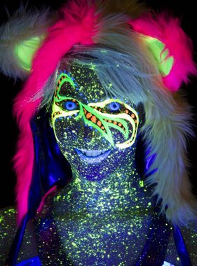 Maskworld Motivlinsen Glow Jahreslinsen Blaue UV Party Kontaktlinsen, Motivlinsen ohne Sehstärke