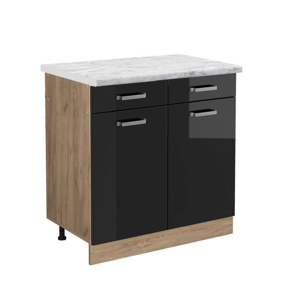 Vicco Unterschrank R-Line, Schwarz Hochglanz/Goldkraft Eiche, günstig online kaufen