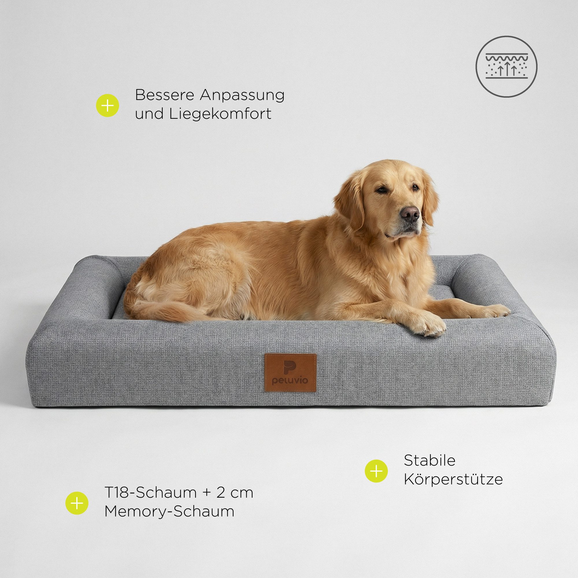 Peluvio Tierbett KIBI, 100% PES (Außenstoff), 270 g/m² (5), Atmungsaktive/Für Hunde und Katzen/Sehr bequem/Modern Design