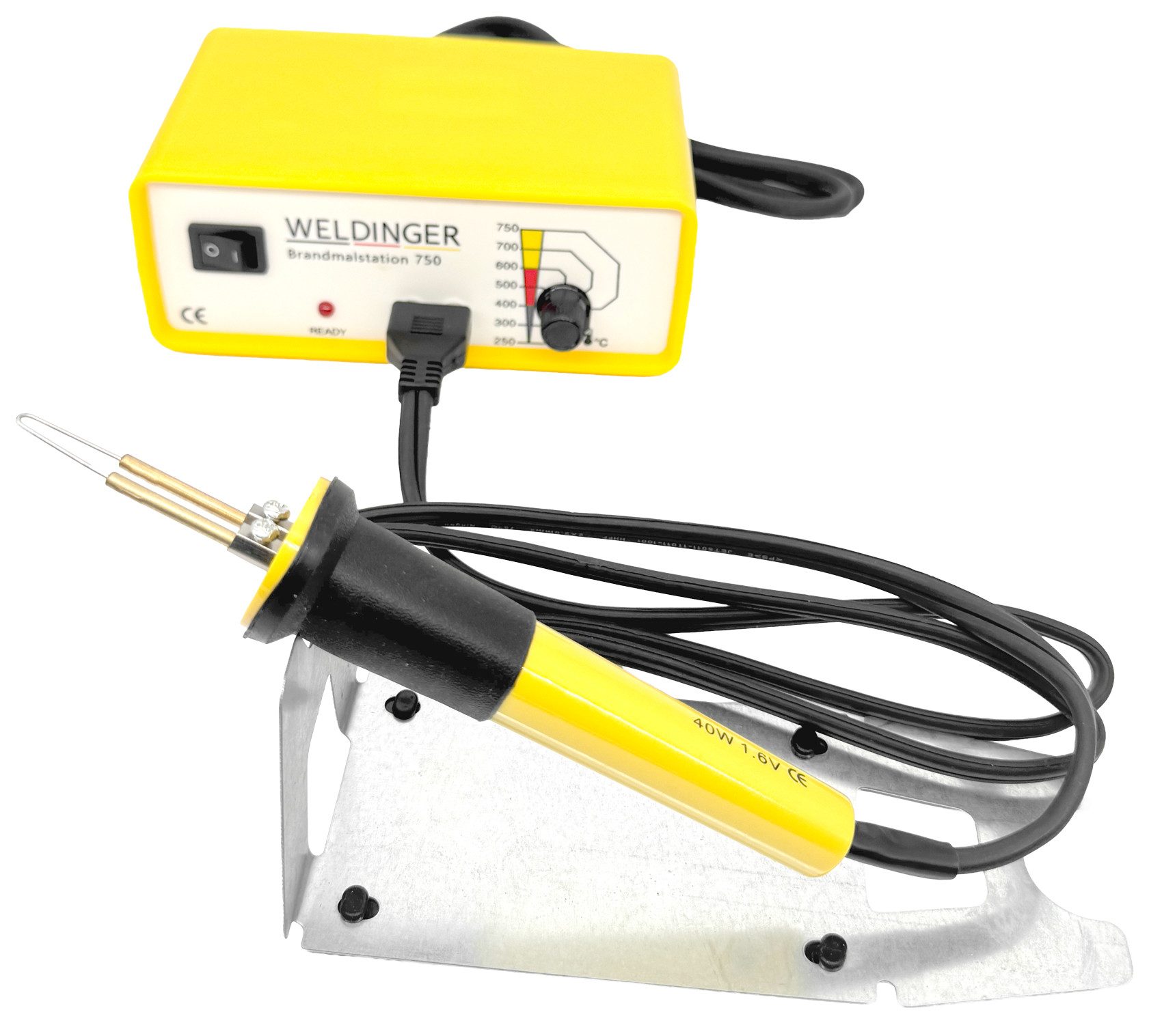 WELDINGER Lötkolben Brandmalstation BS 750 elektronisch geregelt 250°C-750 °C Leistung 40W, max. 750 °C, max. 40 W, elektrisch, 4-tlg., regelbares Brandmalgerät
