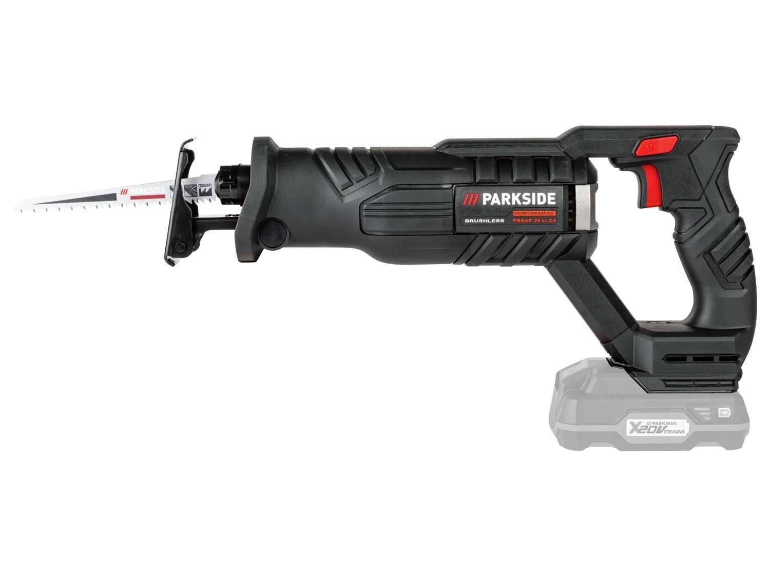 PARKSIDE PERFORMANCE® Akku-Säbelsäge Akku-Säbelsäge Brushless 20V PSSAP + Akku 4.0 Ah Schnelladegerät 4.5A