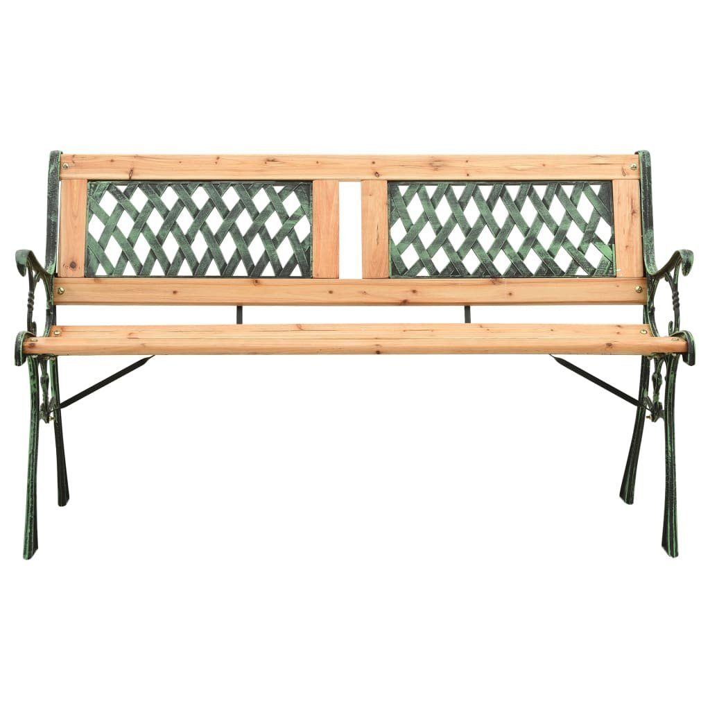 furnicato Gartenbank aus massivem Tannenholz mit Gusseisenbeinen 122x54x73 cm, Witterungsbeständige Sitzbank mit Gittermuster für die Veranda