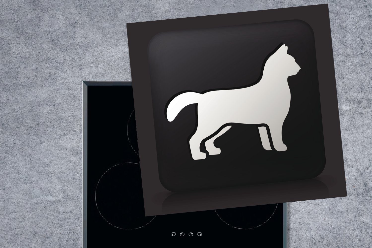 schwarzem Hundes Arbeitsplatte eines Illustration für Ceranfeldabdeckung, auf MuchoWow 78x78 Hintergrund, Eine cm, küche Herdblende-/Abdeckplatte Vinyl, tlg), (1