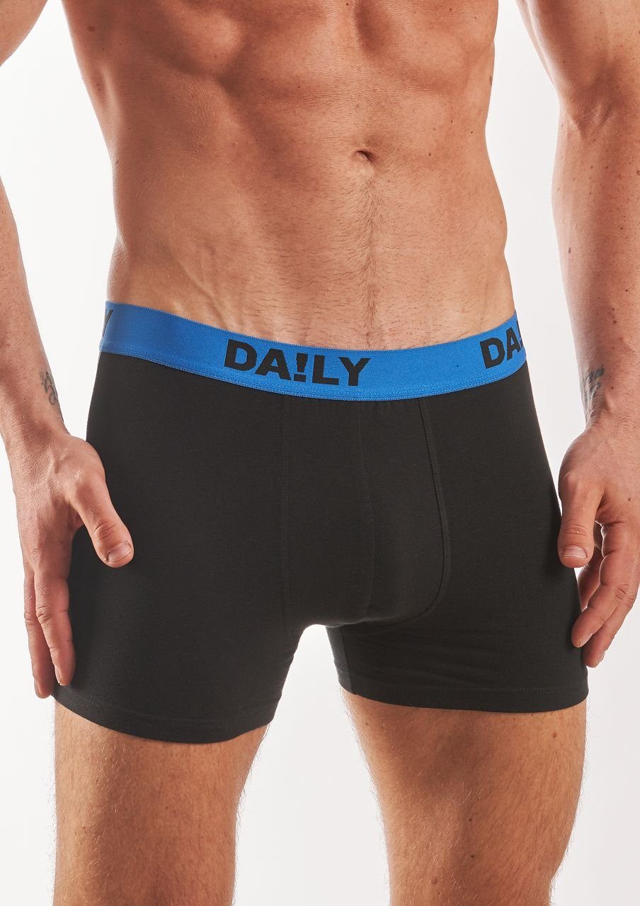 DA!LY UNDERWEAR Stretch & Schwarz/Grau Retro (10-St) Trunks Basic Rot/Schwarz mit Boxer Boxershorts