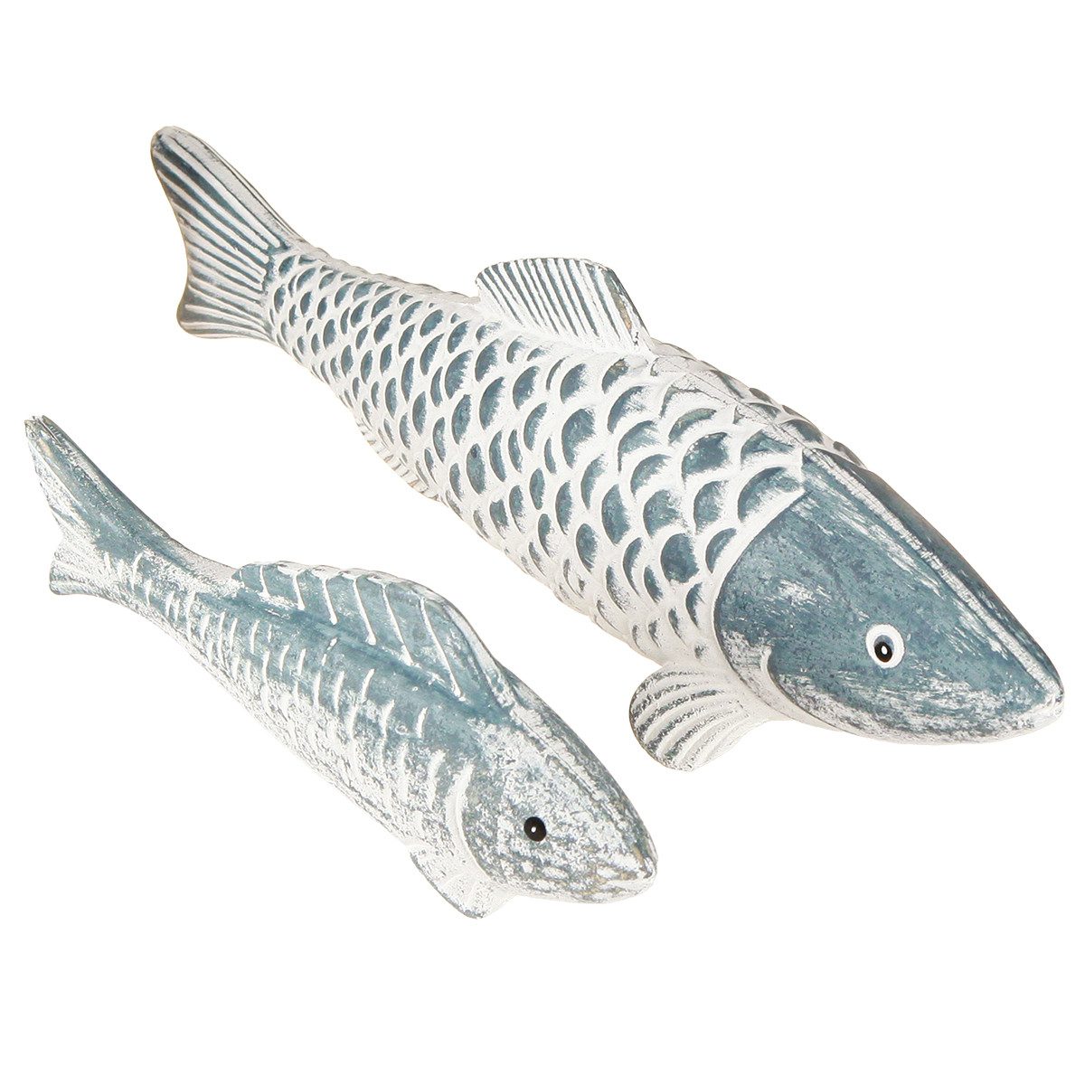 Viana Dekofigur Holzfische Blau Weiß 2er-Set günstig online kaufen
