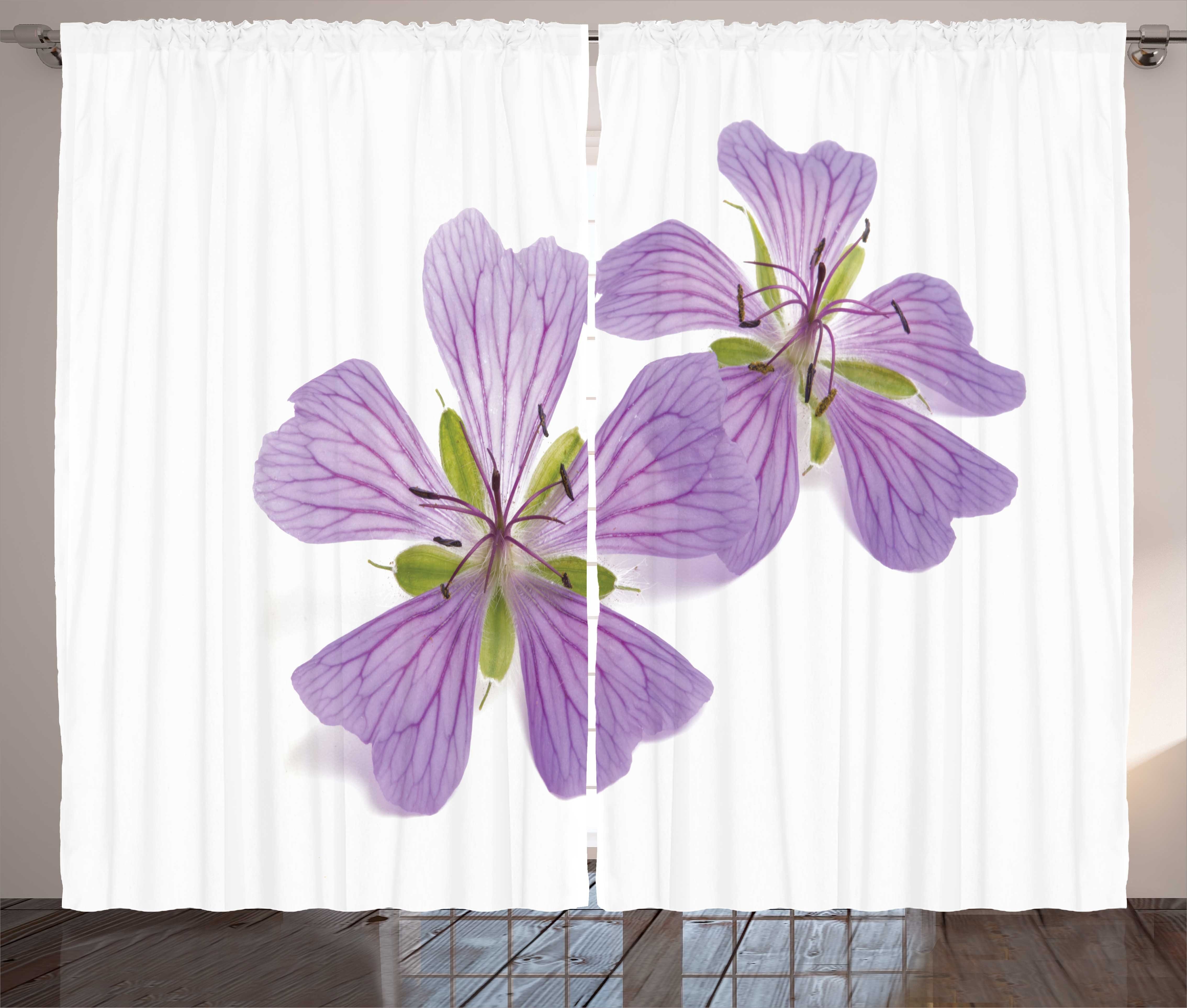 Gardine Schlafzimmer Kräuselband Vorhang mit Schlaufen und Haken, Abakuhaus, Pelargonien Foto von Blumen und Knospen
