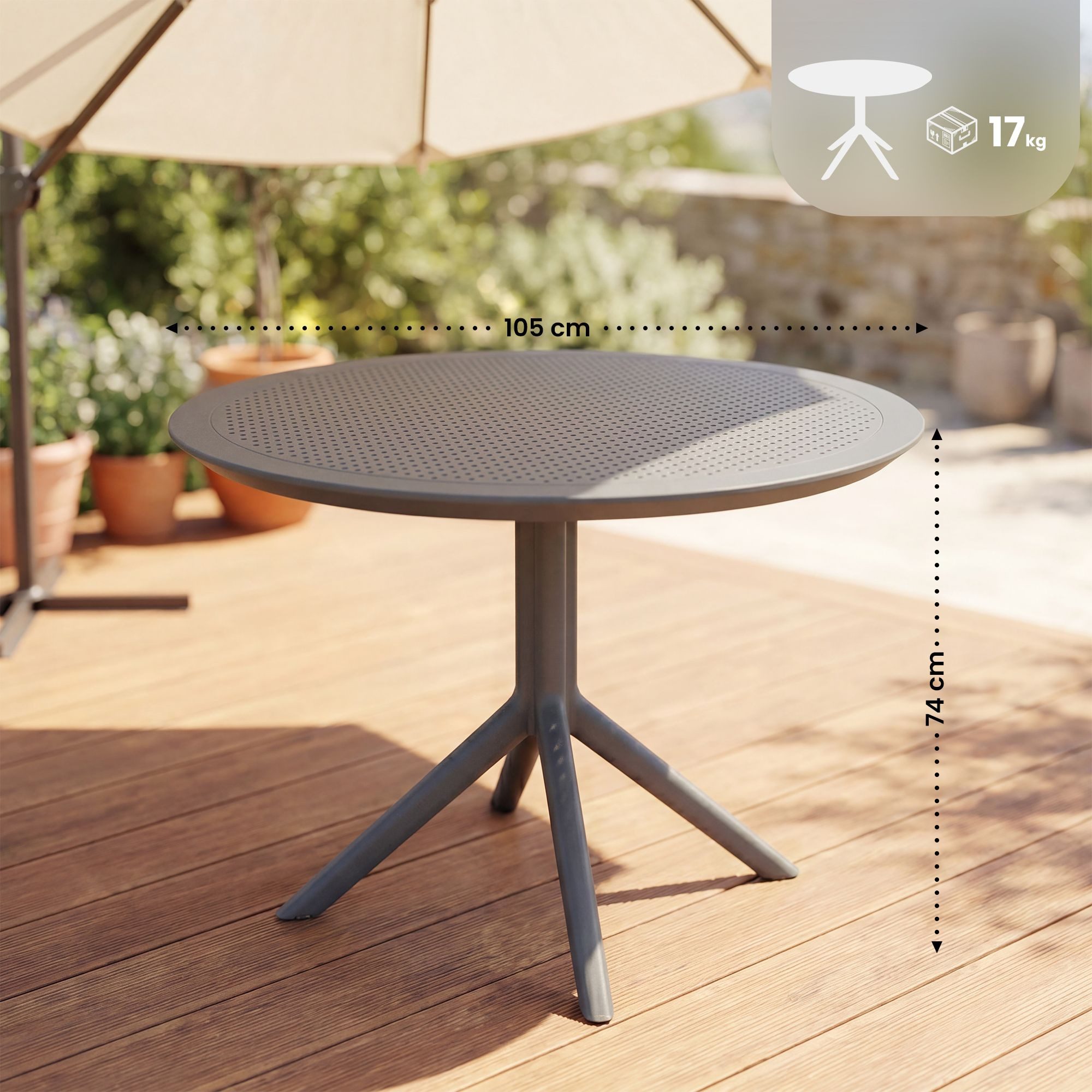CLP Gartentisch Sky (1er), Ø 105 cm, wetterfest, UV-beständig