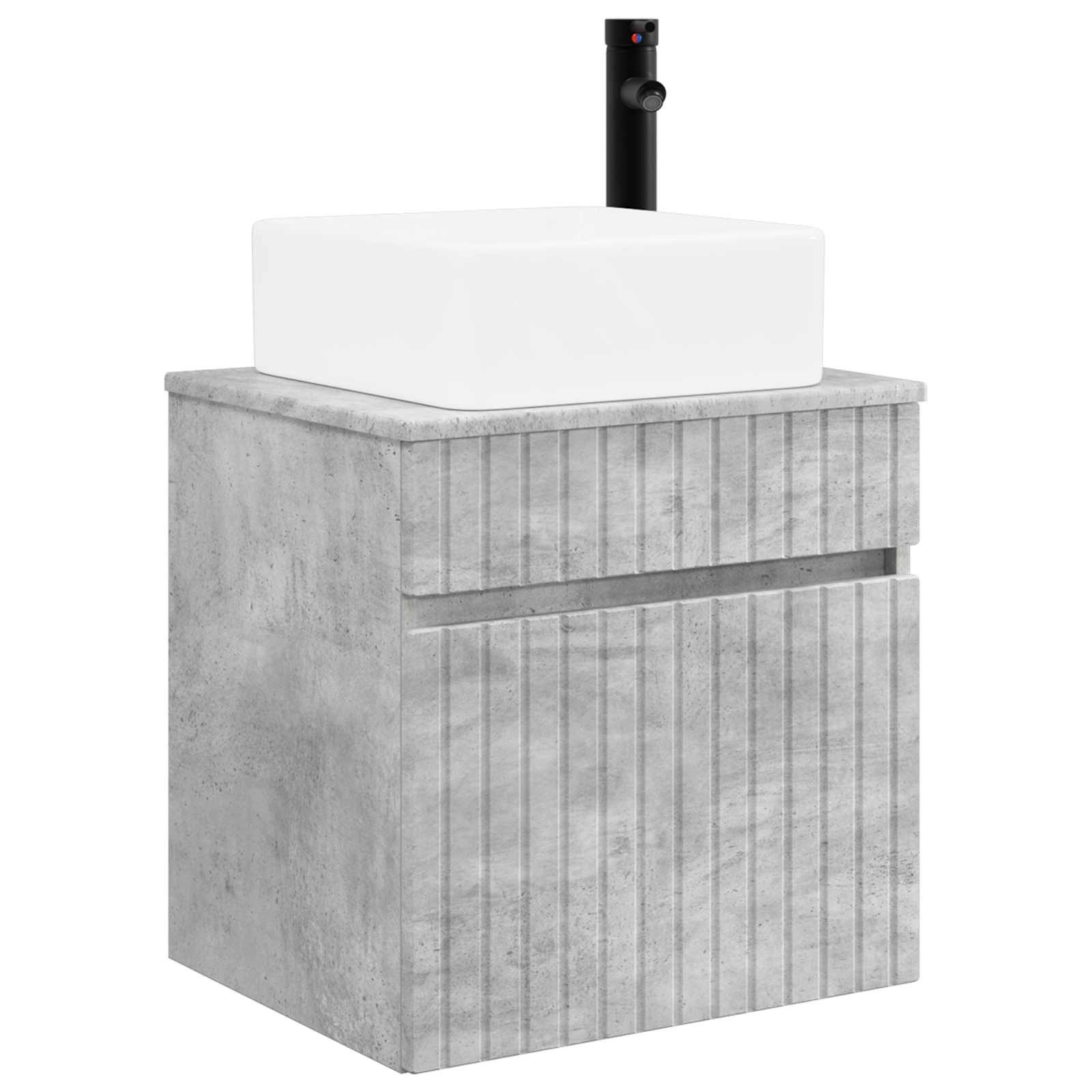 vidaXL Badezimmerspiegelschrank Wandmontierte Waschbecken-Vanität Betongrau 49 x 41 x 63 cm (1-St) Wandmontierte Waschbecken-Vanität Betongrau 49 x 41 x 63 cm