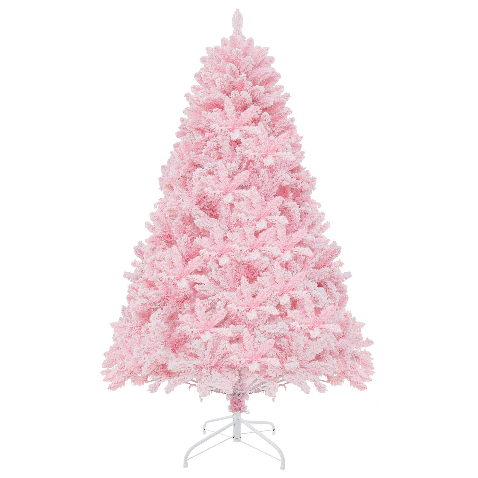 COSTWAY Künstlicher Weihnachtsbaum, mit Schnee, 8 Lichtmodi, 180cm, Pink