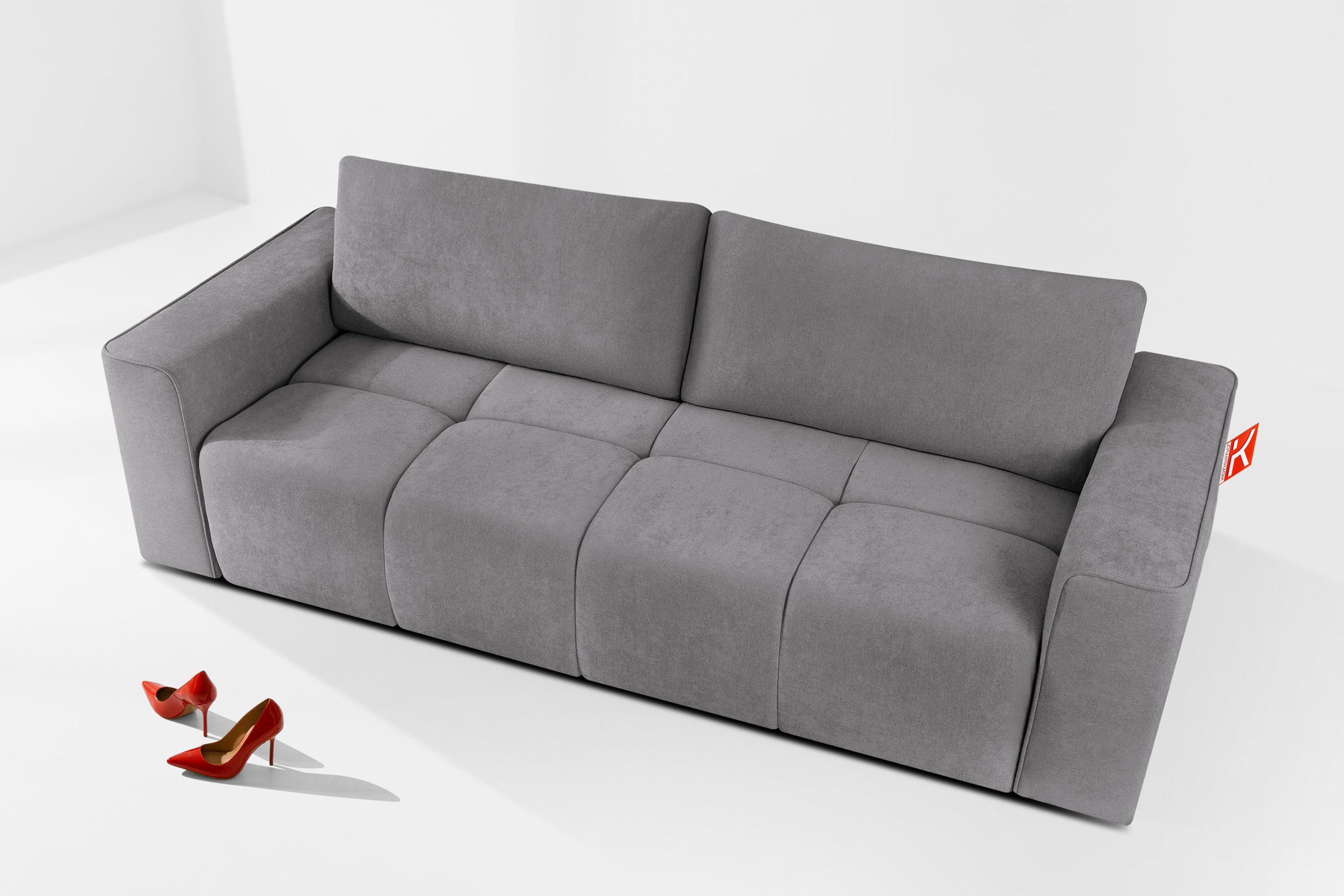 KONSIMO® 3-Sitzer LIGULA Schlafsofa, Sofa, Mega große Liegefläche, hergestellt in der EU, Liegefläche: 192 cm x 158 cm, Rückenkissen mit Reißverschluss, mit Schlaffunktion, Modern