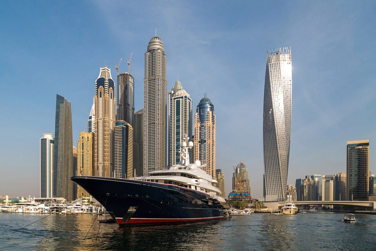 SKYLINE DUBAI-JACHT VAE BURJ Papermoon MEER KHALIFA HAFEN Fototapete STADT