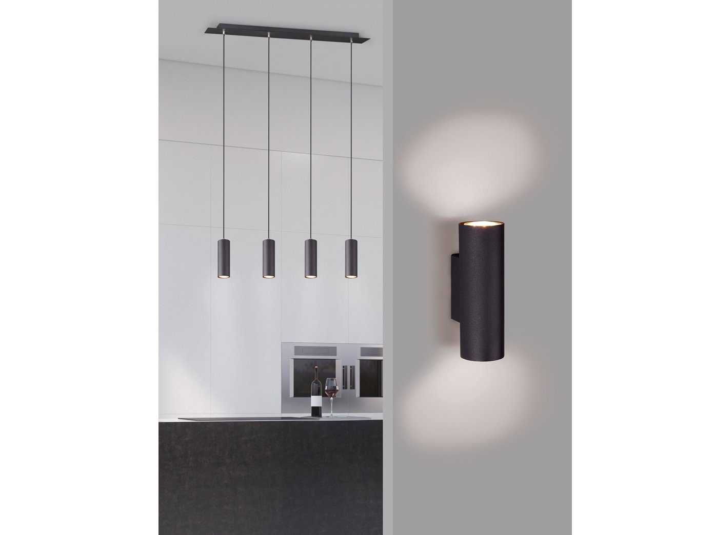 TRIO Leuchten LED Pendelleuchte, Dimmfunktion, LED wechselbar, Warmweiß, modern, mehrflammig hängend über Esstisch & Couchtisch, Breite 75cm