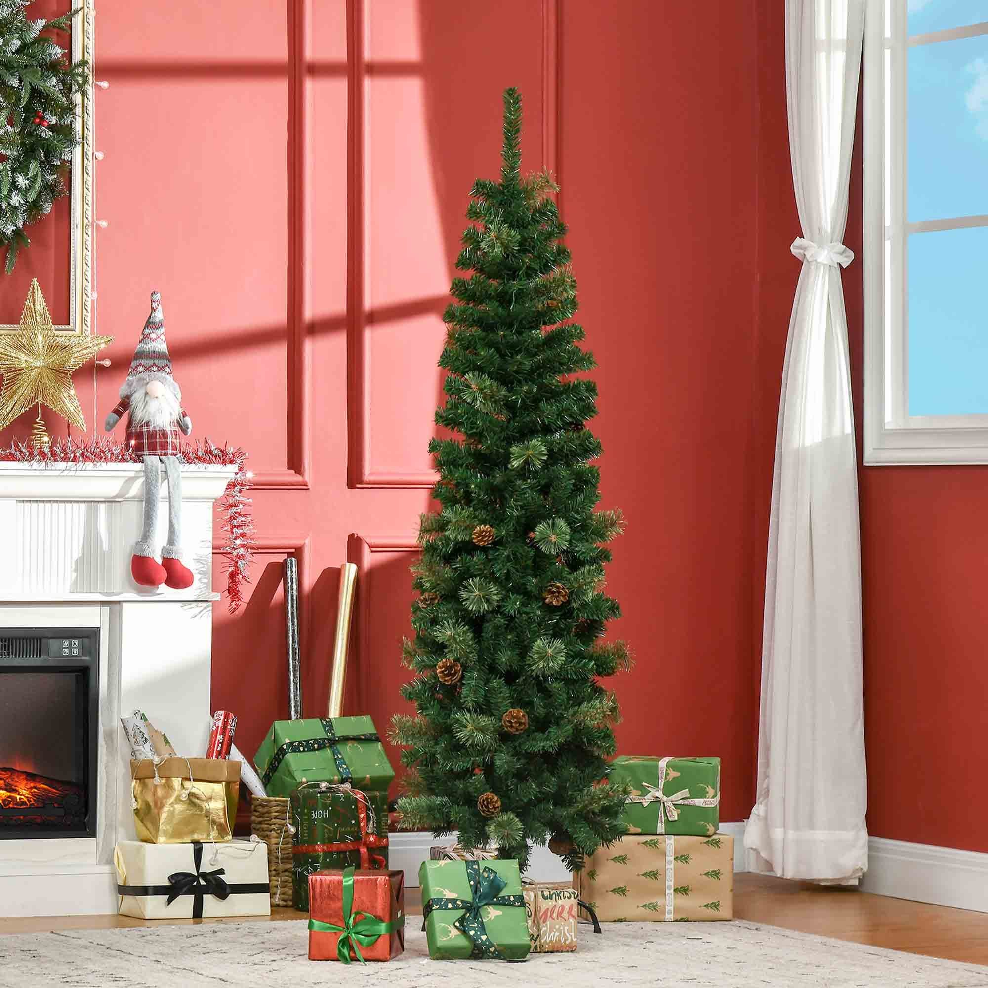 HOMCOM Künstlicher Weihnachtsbaum Tannenbaum künstlich Christbaum mit 412 Spitzen Metallständer, Kiefer, 31 Zapfen, klappbar Metallständer, für Weihnachten Deko, Grün