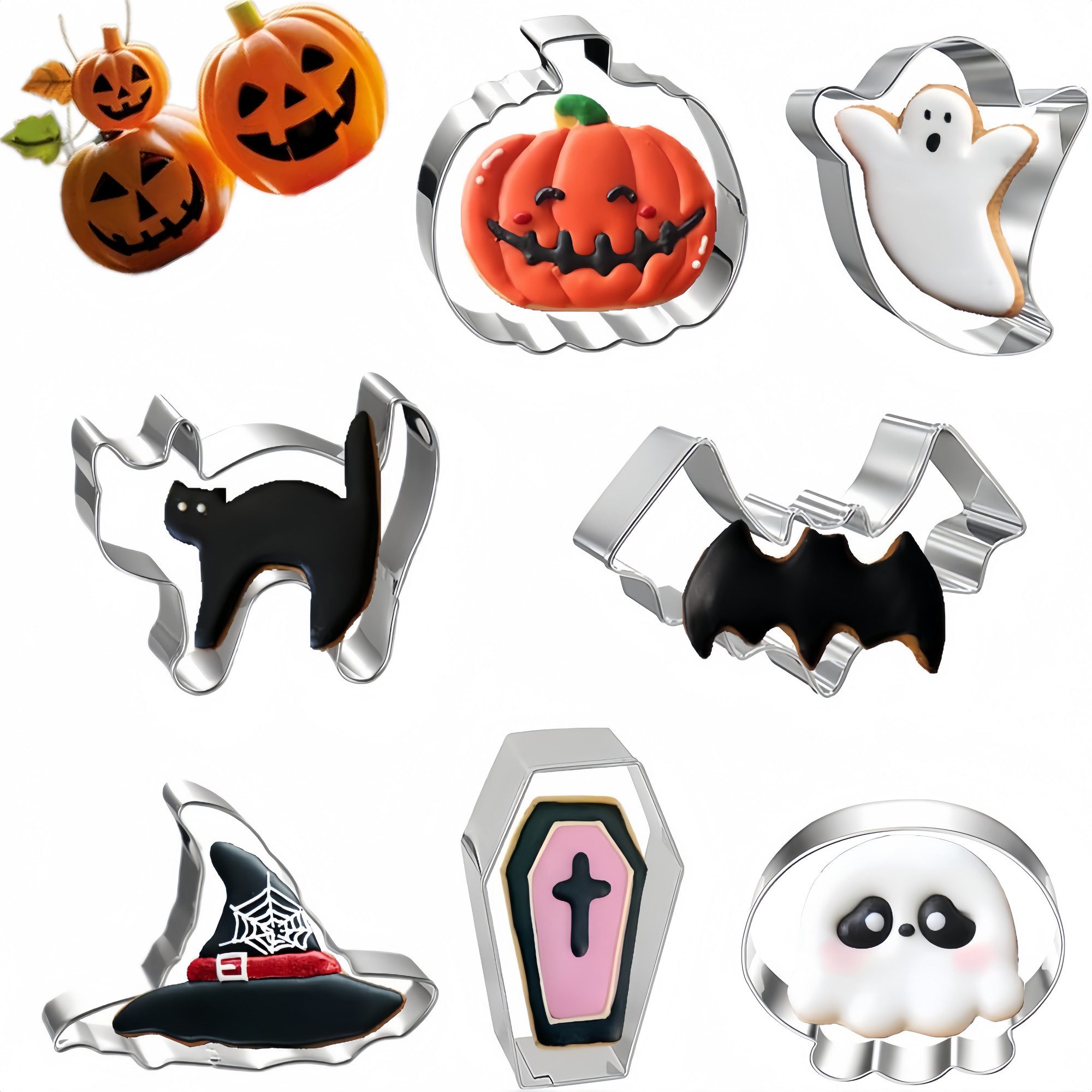 FOUORTUNATE-BEE Ausstechform 7er Set Halloween Ausstechformen aus Edelstahl, (7-St), Halloween Keksformen Set für kreative Backideen