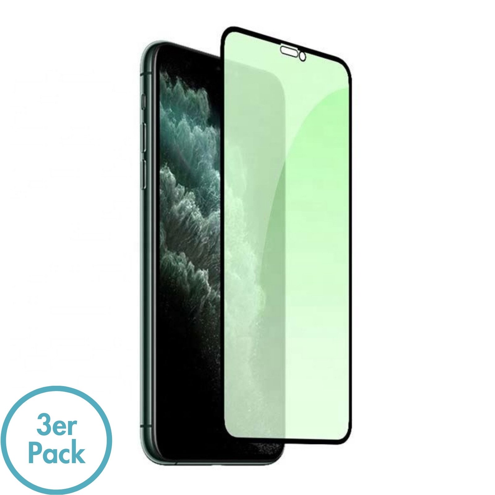 MonkeyTEC Displayschutzfolie Apple iPhone XS Max Schutzfolie Augenschutz Kinder EyeCare 3x für Smartphone, Komplettset, 3 Stück, Augenschonend, Anti-Blaulicht, Anti-UV-Licht