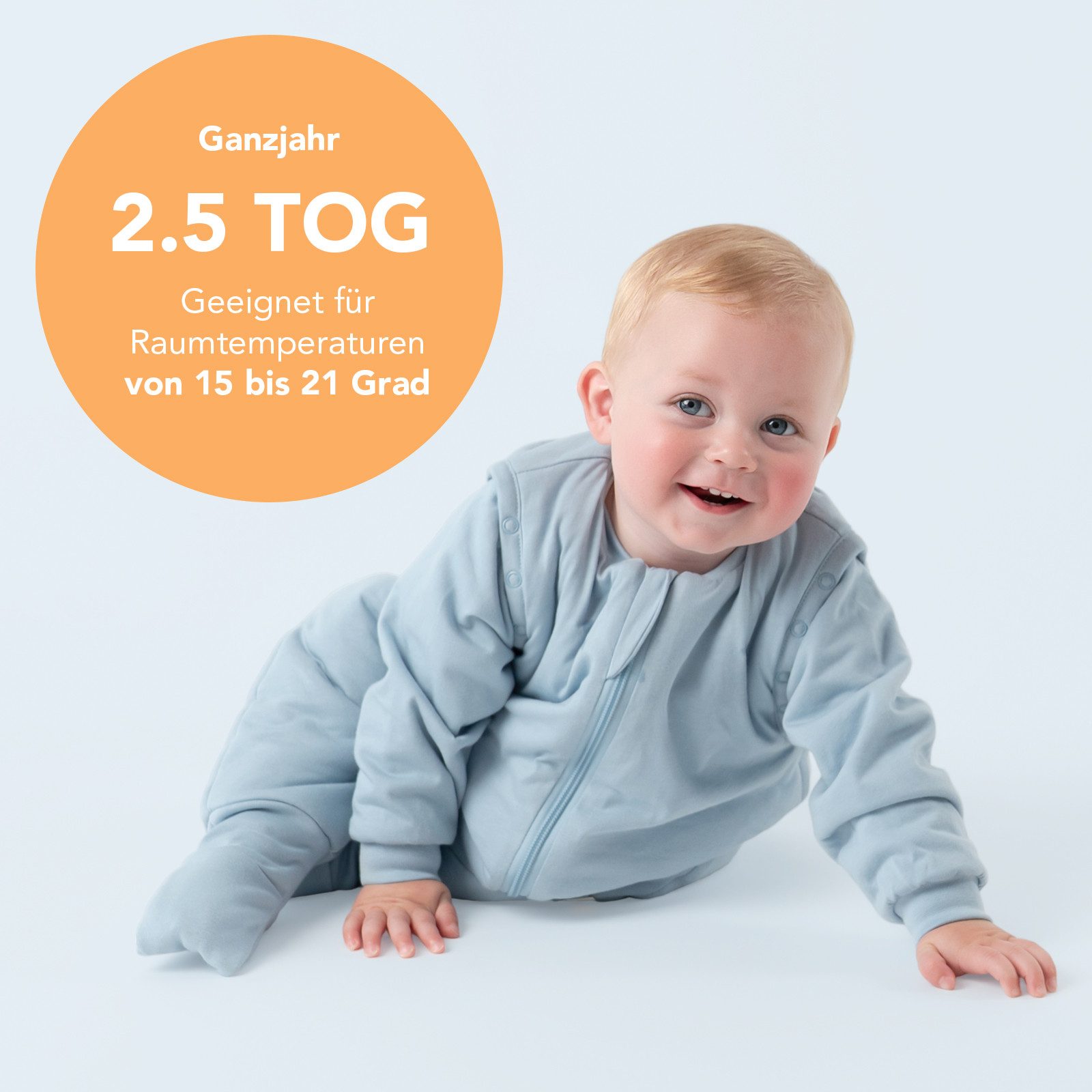 Schlummersack Kinderschlafsack Schlafsack mit Füßen und umklappbaren Bündchen, 2.5 Tog – Bild 4 von 5