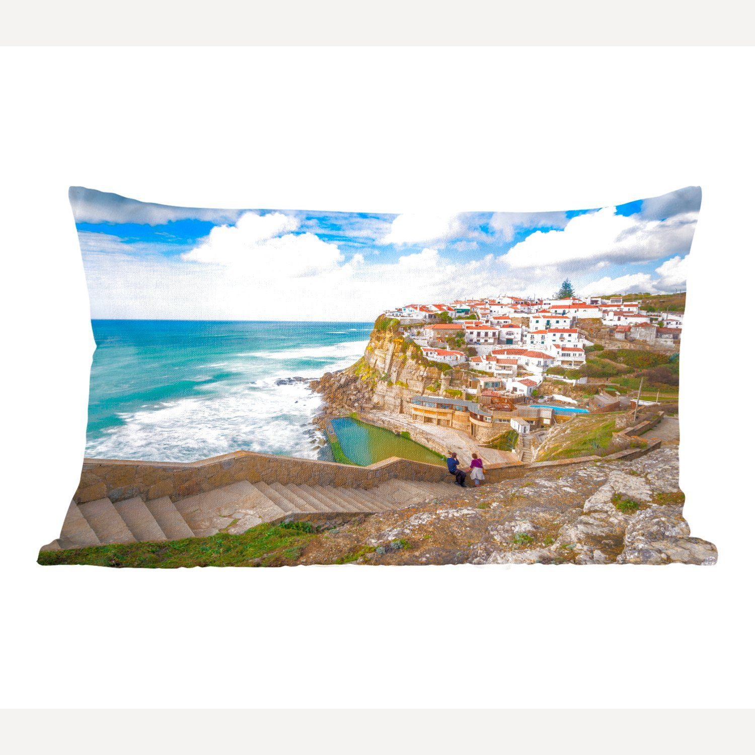 MuchoWow Dekokissen Küste von Portugal, Wohzimmer Dekoration, Zierkissen, Dekokissen mit Füllung, Schlafzimmer | Dekokissen