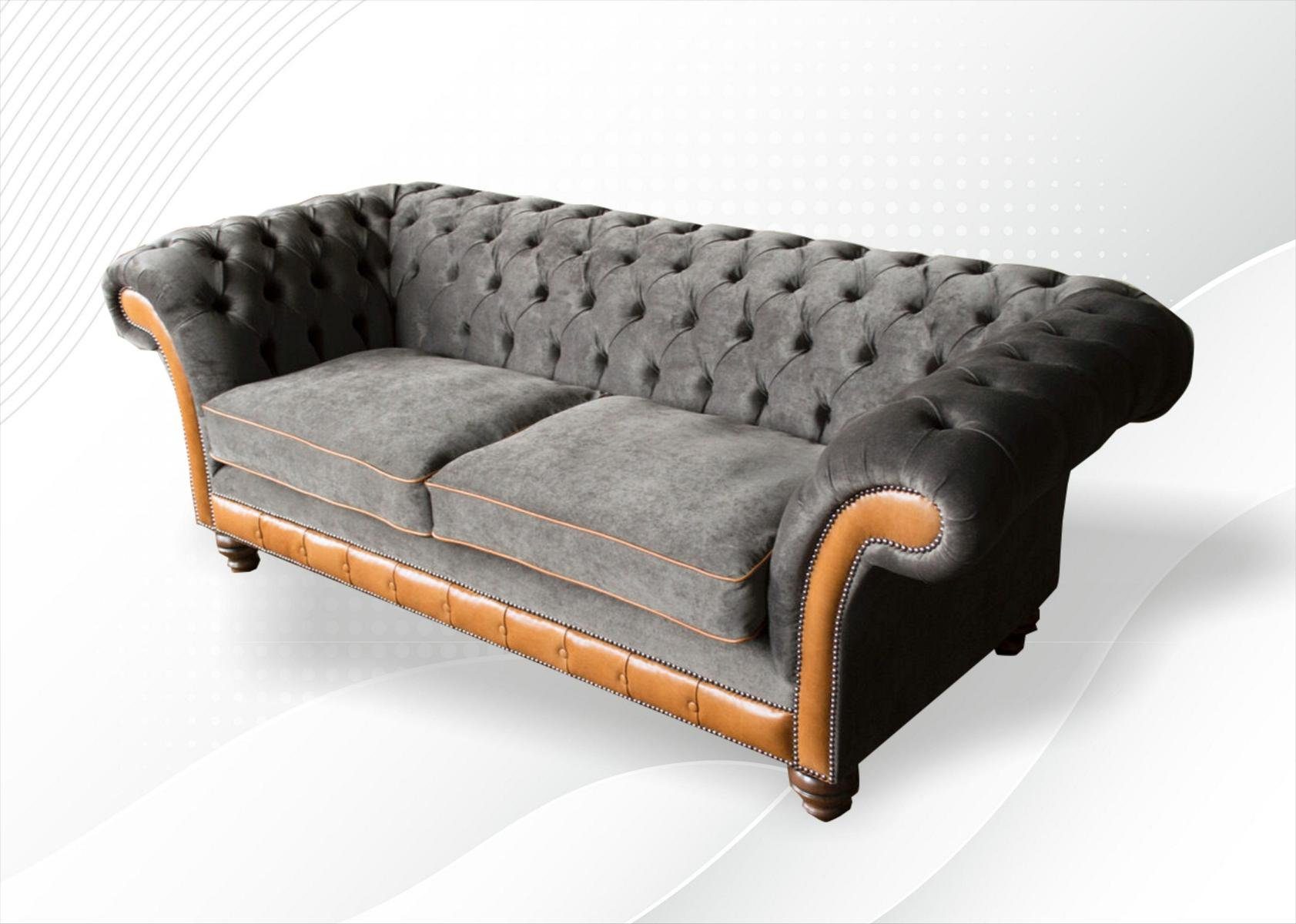 3 225 cm Sofa Chesterfield Design Chesterfield-Sofa, JVmoebel Sitzer Couch Sofa