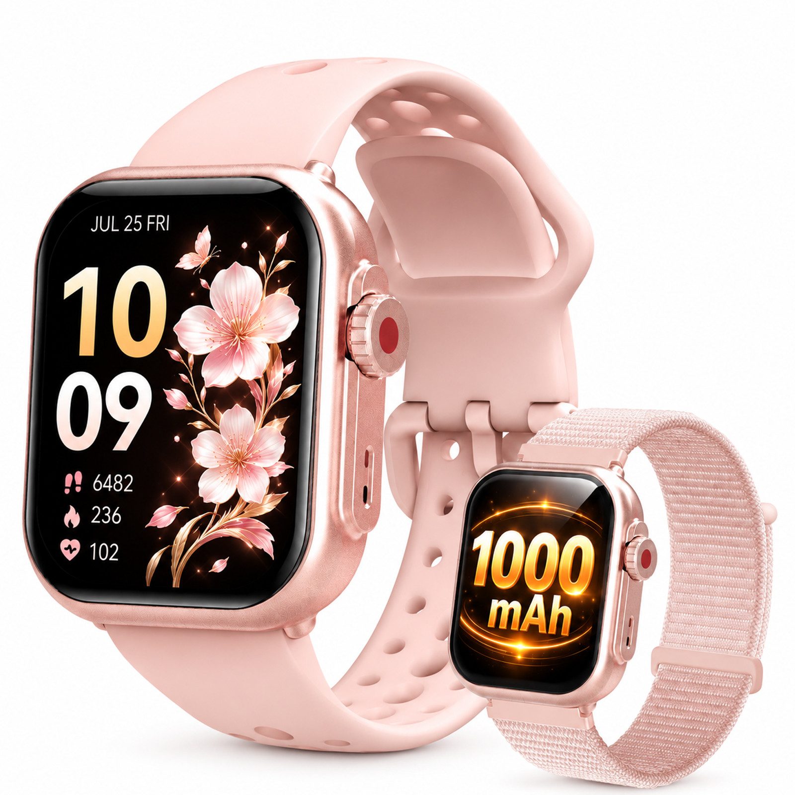 ANYSUN Smartwatch Damen Herren mit 1000mAh Akku, Smartwatch (4.65 cm/1,83 Zoll) Fitness Tracker Uhr für Damen Herren 30 Tage Ultralange Standby, 24H Telefonfunktion/Herzfrequenz/SpO2/Schlaf,100+Sportmodi Android iOS