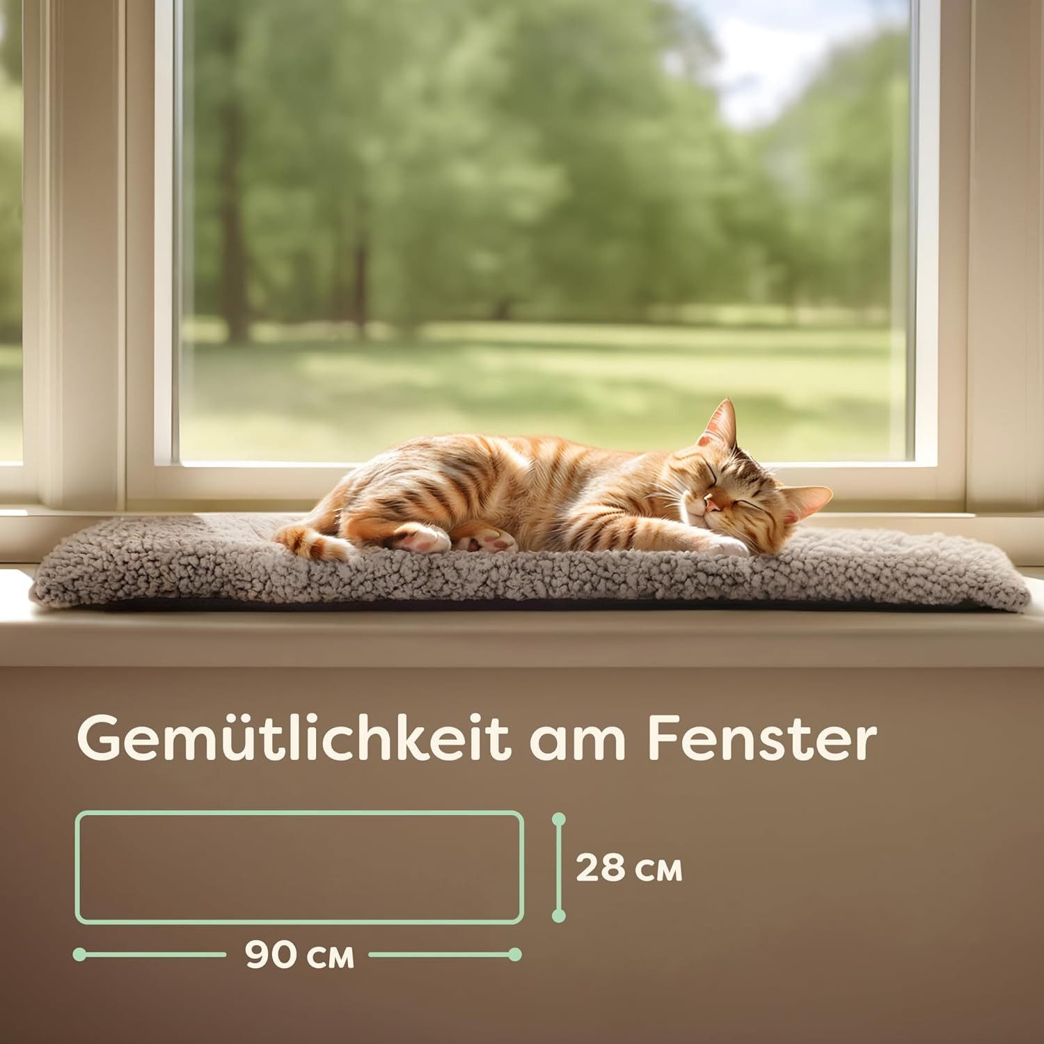 Knupis Tierdecke Katzen Fensterliege Fensterbank rutschfest - Selbstwärmende, Geschenk für Katzenliebhaber – Selbstheizende Haustierdecke Wärmedecke