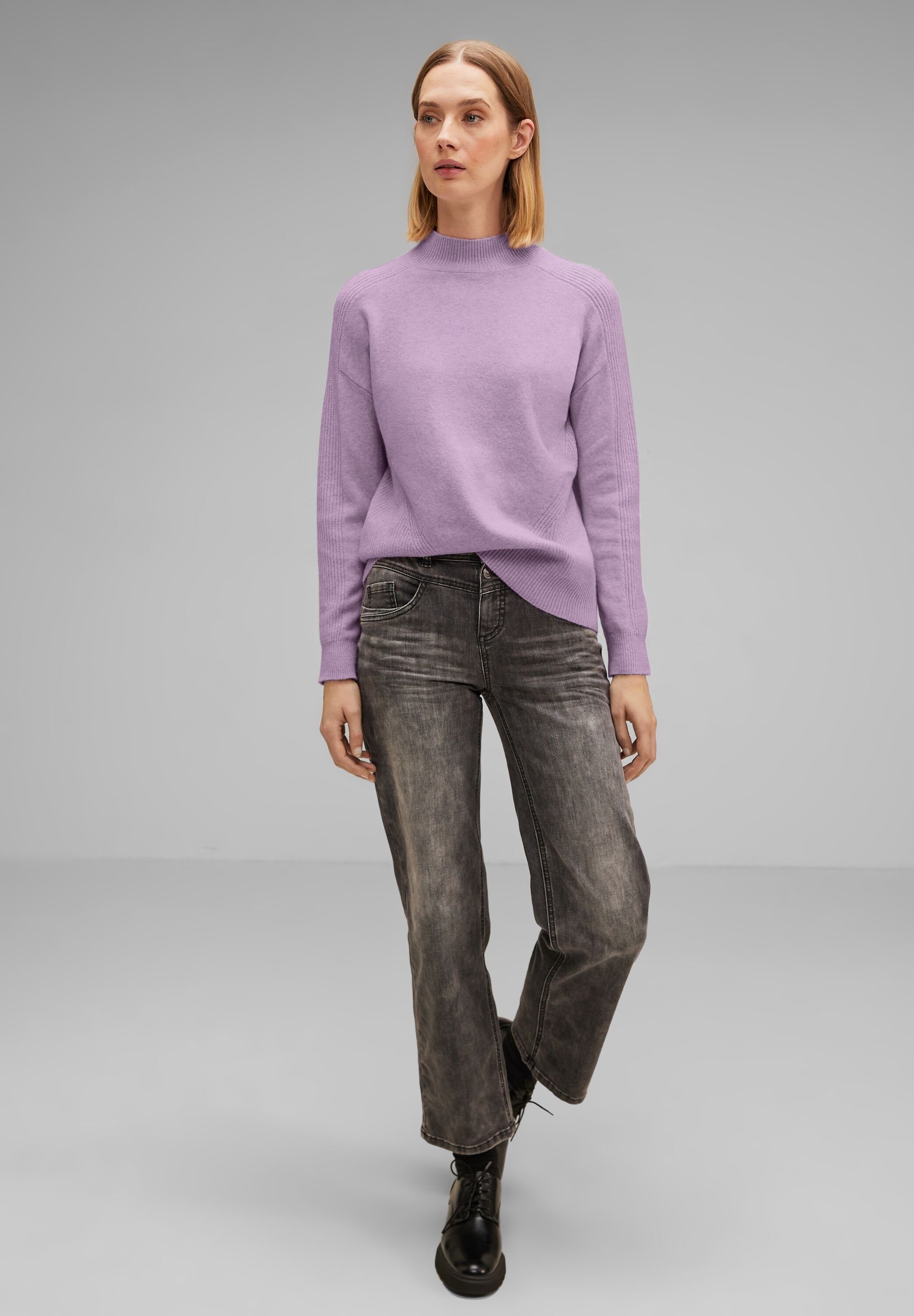 Rippstrick-Muster, STREET soft Strickpullover pure Damenpullover Melange-Optik lilac melange ONE