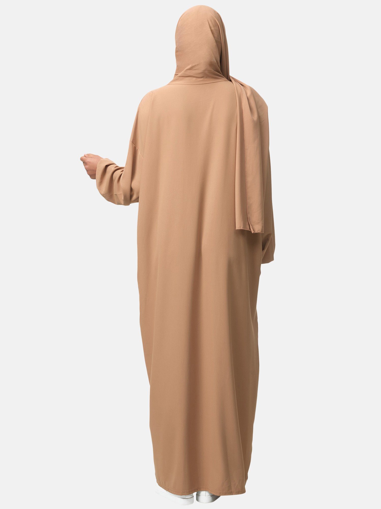 Elara Kopftuch Damen mit Elara (1-tlg) Abaya Camel Maxikleid