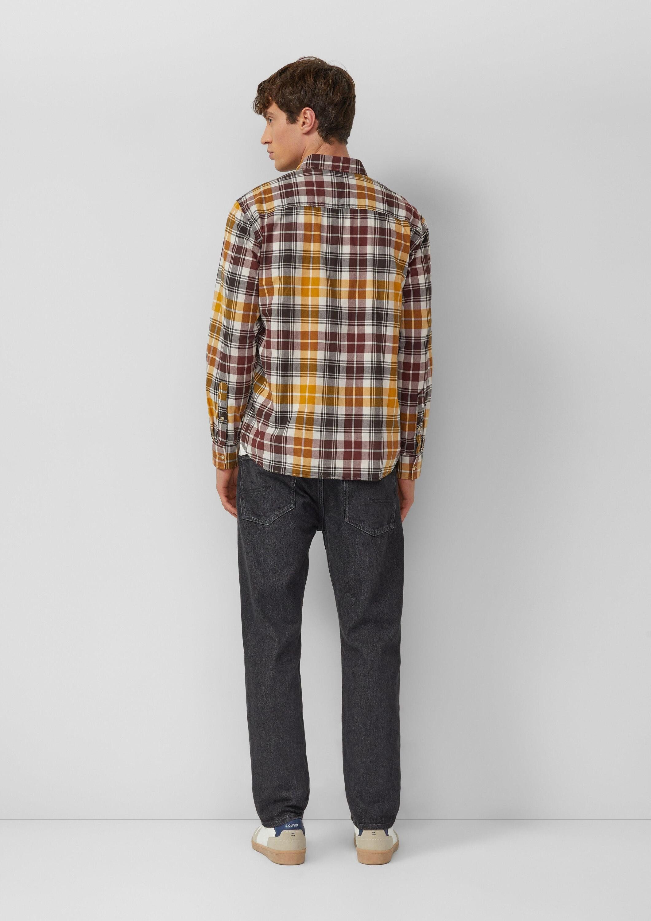 s.Oliver Langarmhemd Hemd Regular Fit: Elastisches Button-Down-Hemd mit Karomuster
