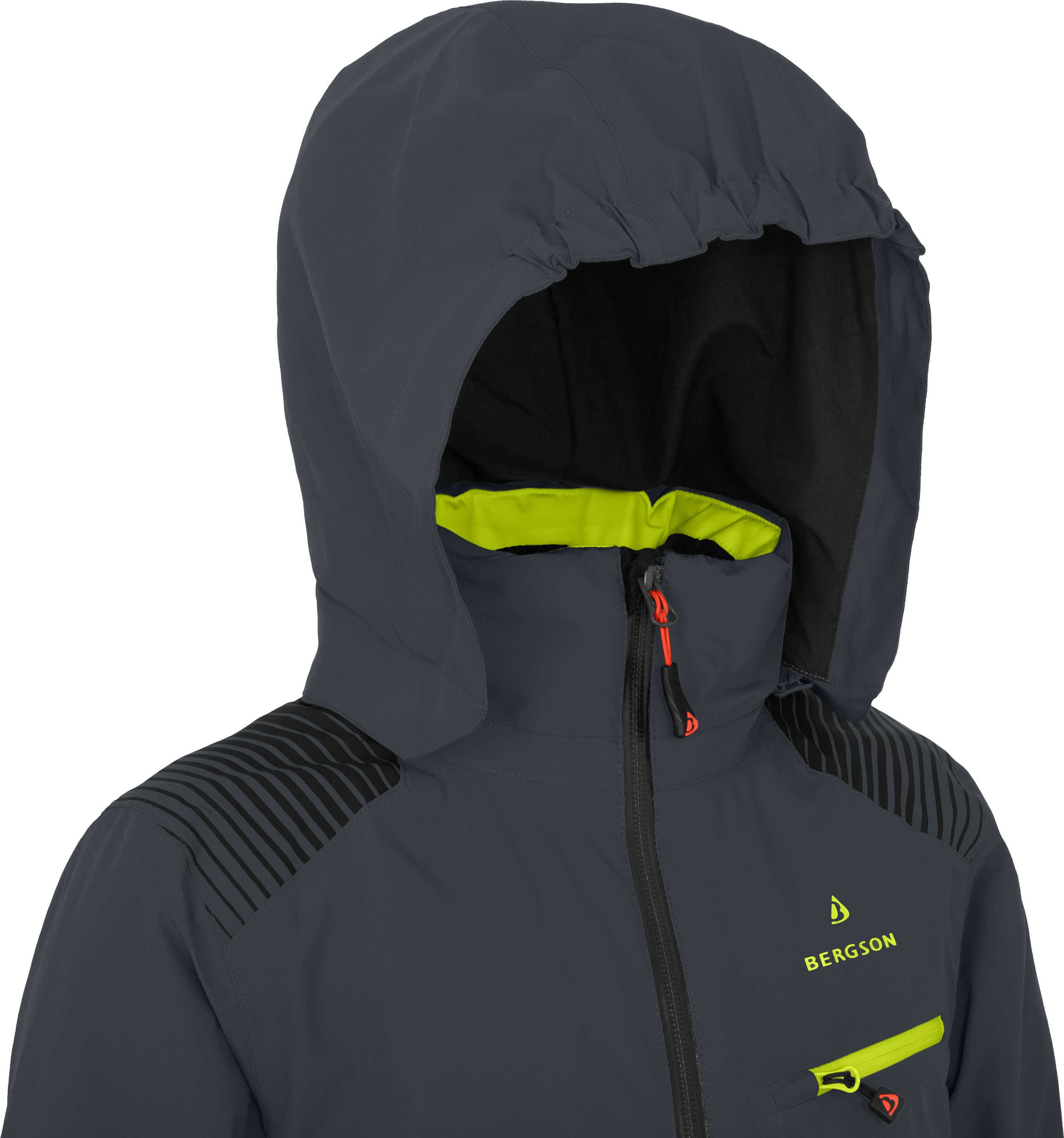 Bergson Skijacke VEIKO Kinder Skijacke, warm, funktional und stylisch, Normalgrößen, dunkel