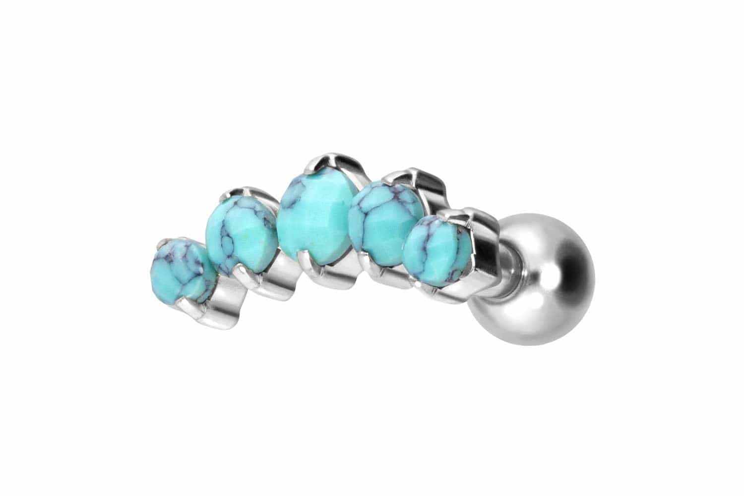 Piercing-Set Titan Ohrpiercing mit Innengewinde 5 SYNTHETISCHE TÜRKISE