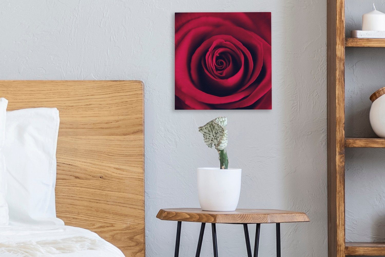 OneMillionCanvasses® Leinwandbild Rosen - Rot Leinwand (1 Schlafzimmer Detail, St), für Bilder - Wohnzimmer