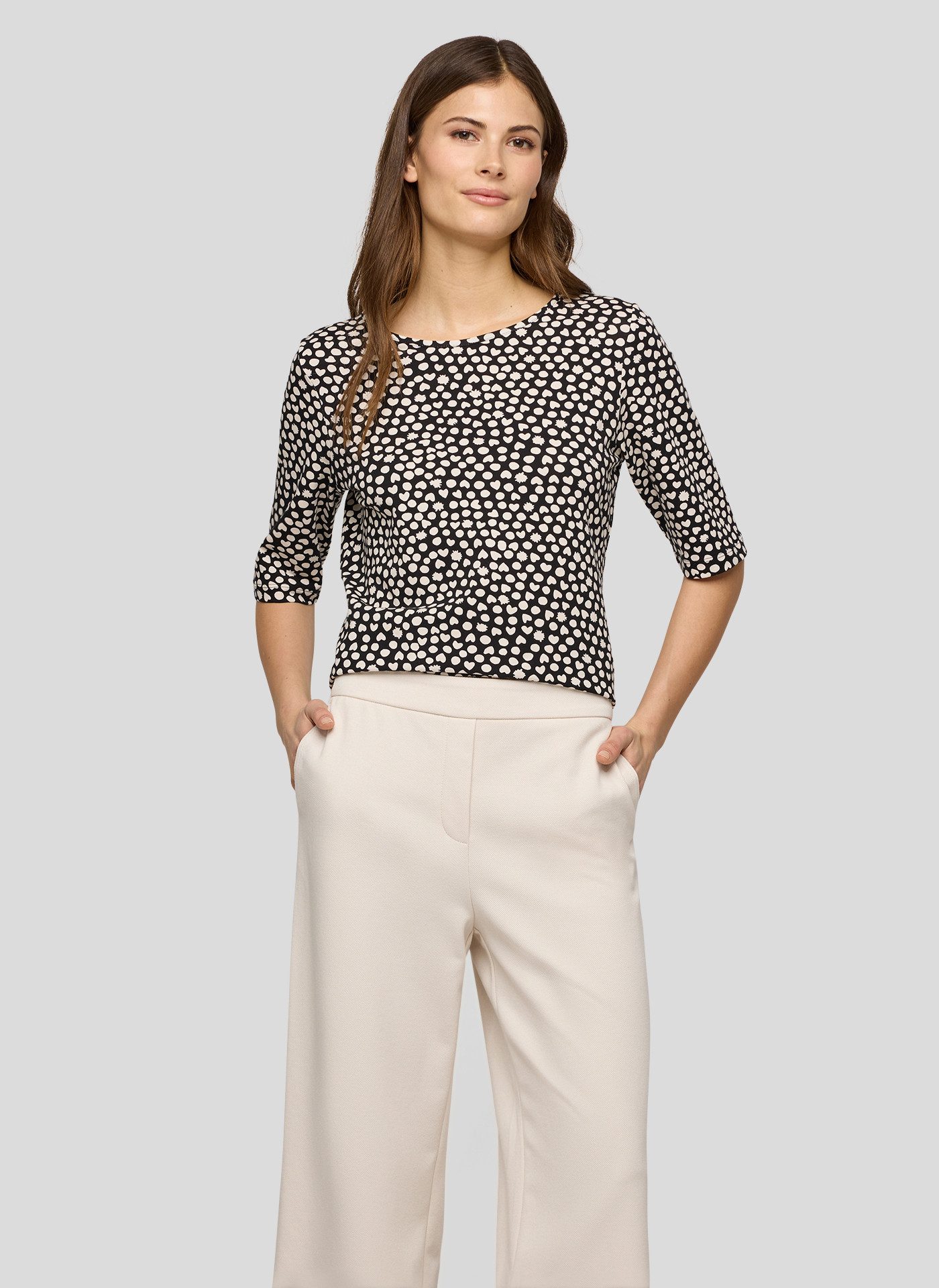 Rabe Rundhalsshirt Sommershirt mit Allover-Muster