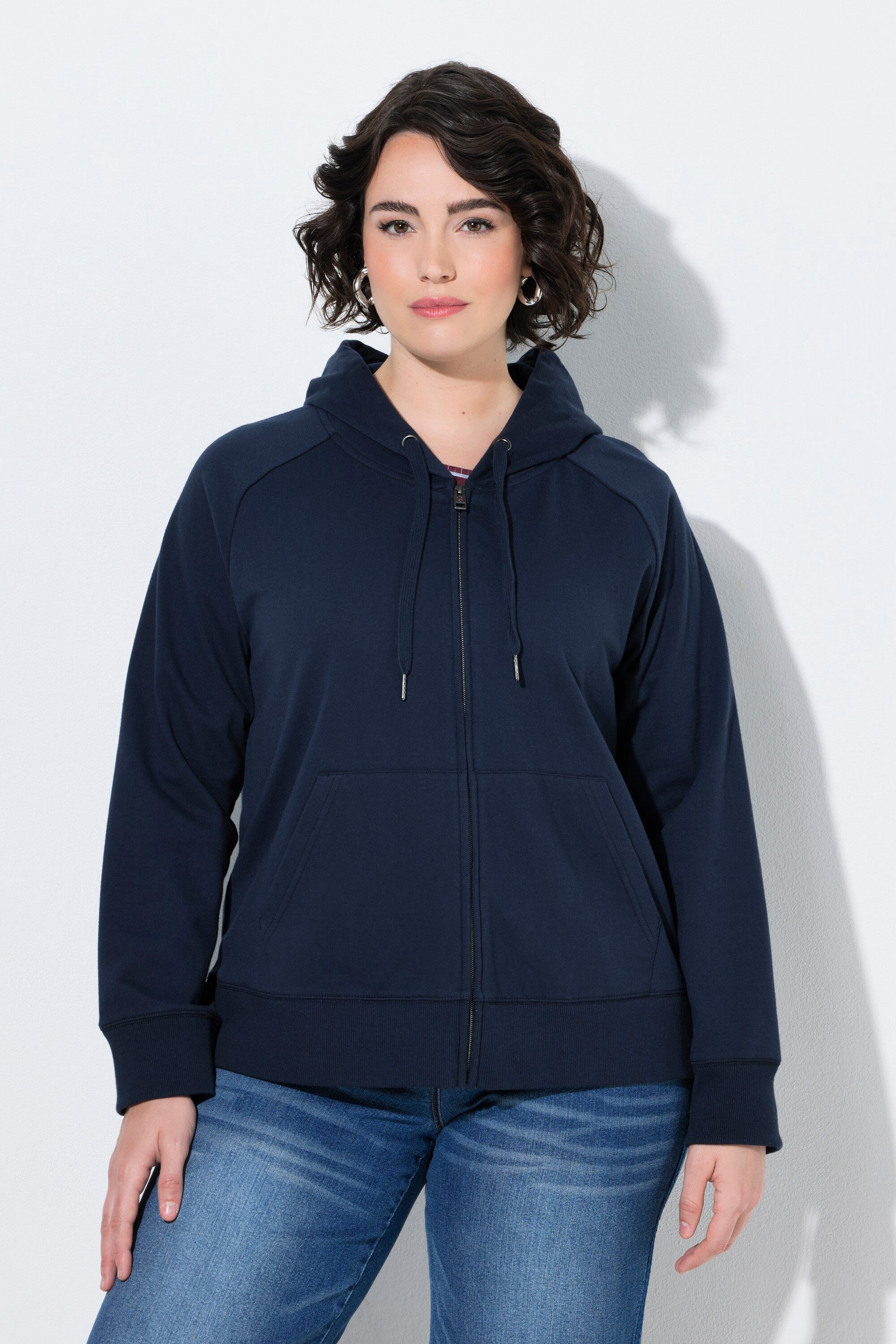 Ulla Popken Sweatjacke Sweatjacke Kapuze Kängurutasche Langarm