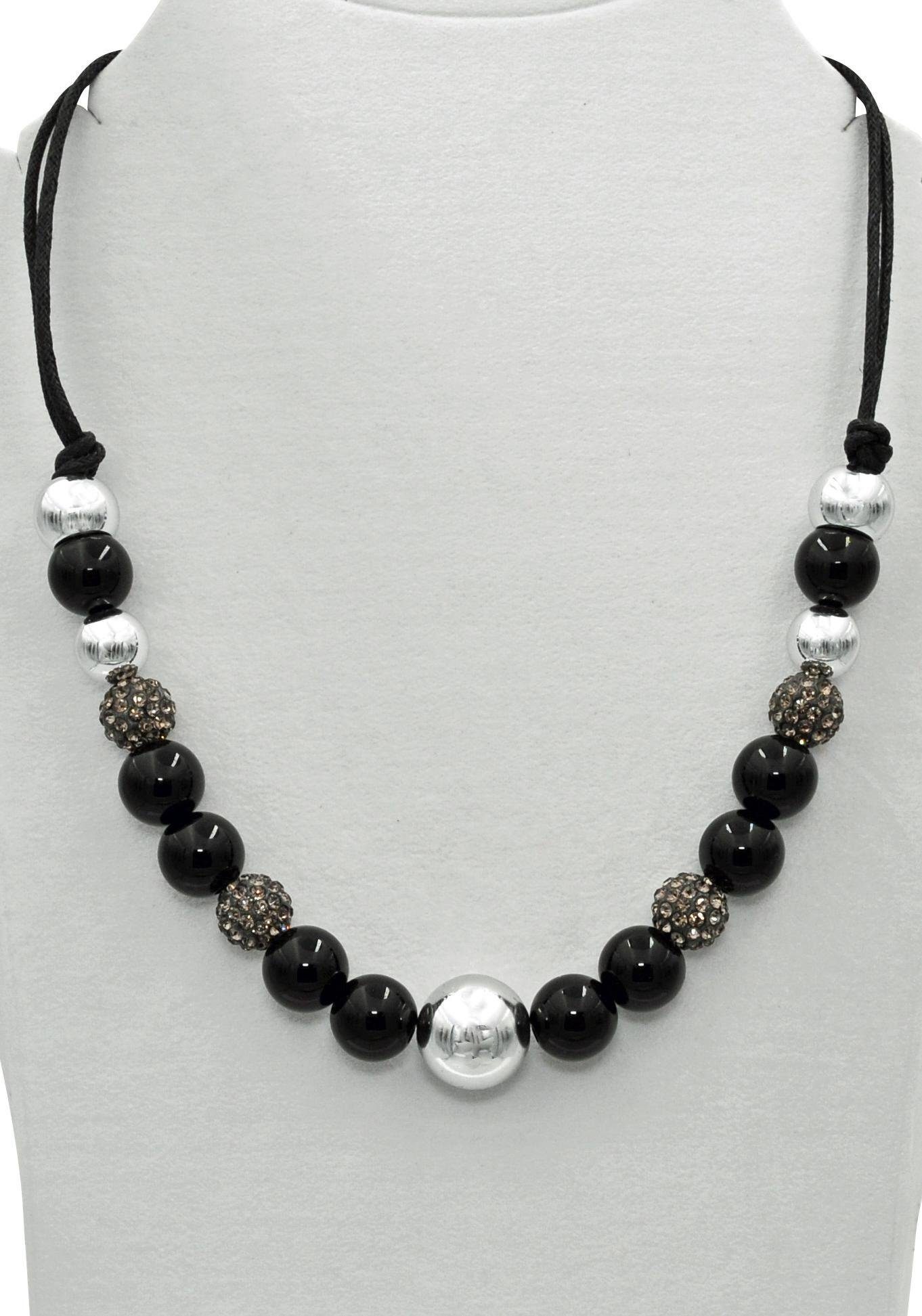 Firetti Kette ohne Anhänger im verschiedenen Look aneinander gereiht, mit Glassteinen - mit Kunststoffperle