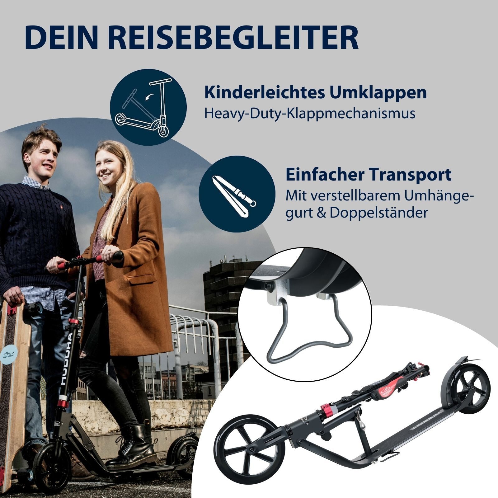 Hudora Cityroller BigWheel® Style 230, Scooter, einklappbarer, höhenverstellbarer Tretroller