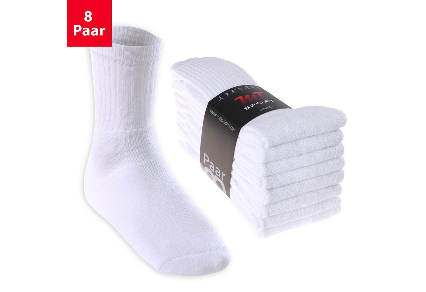MT Tennissocken 8 Paar, 16 Paar Tennissocken für Damen & Herren (8-Paar)