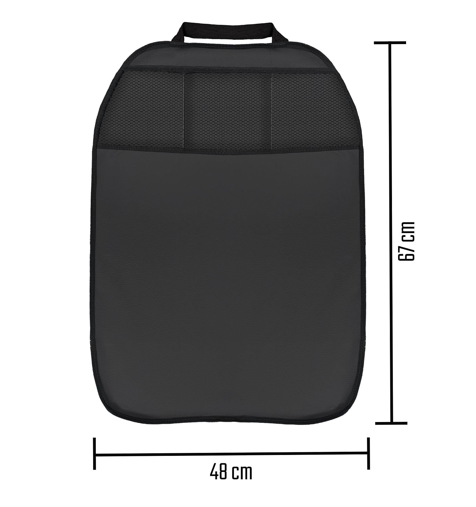 L Kunstleder schwarz Kinder (2 Taschen Stück), Car in Design mit 3 Auto-Rückenlehnentasche & Sitzschoner Rückenlehnenschutz P