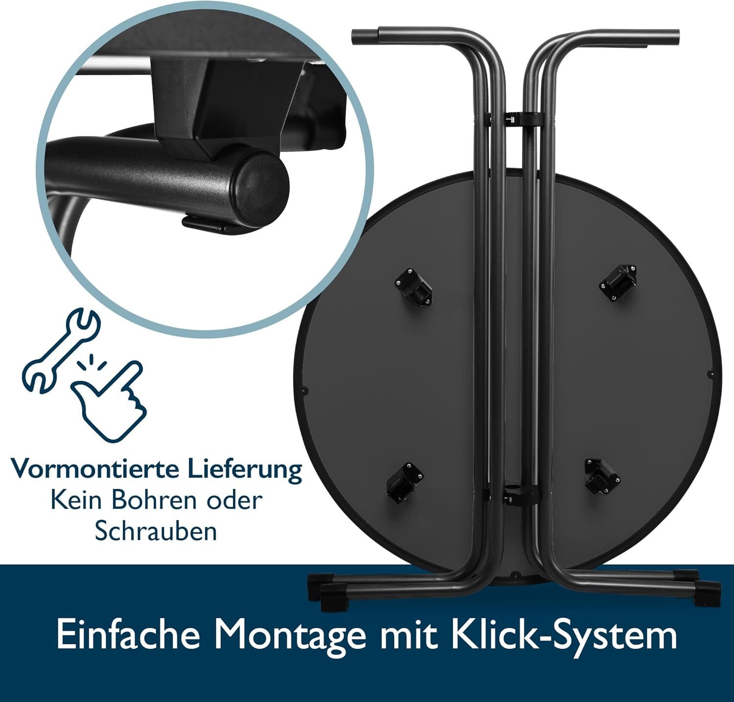 Beautissu Stehtisch Outdoor Stehtisch Bellini, klappbar, 2er Set, Ø70cm, Schwarz, wetterfest – kratzfest – Gastro-Qualität