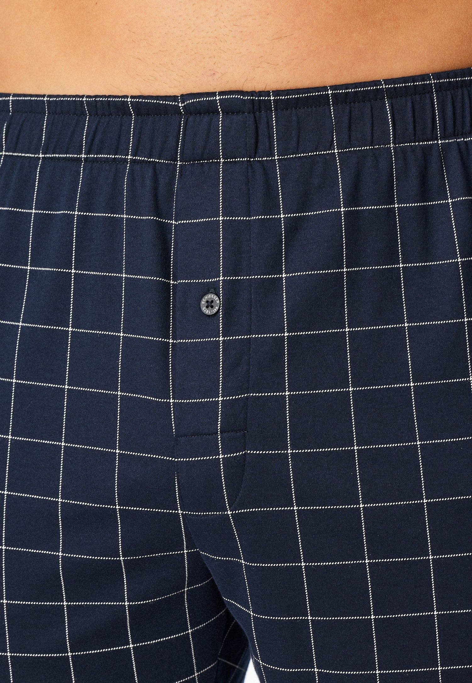 Schiesser Boxershorts Fine Interlock elastischer Bund, kariert, Baumwolle, weich